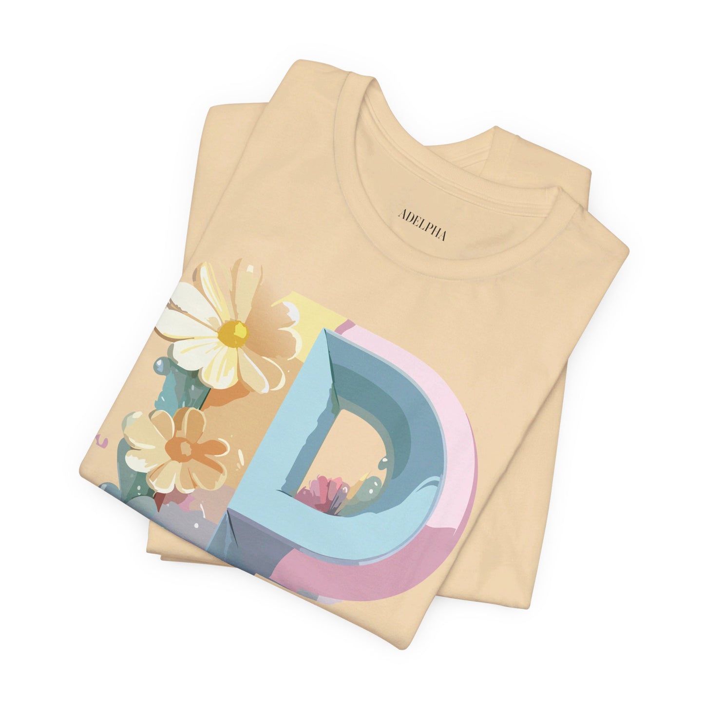 Natural Cotton Tee Shirt - Letters Collection - P Printify
