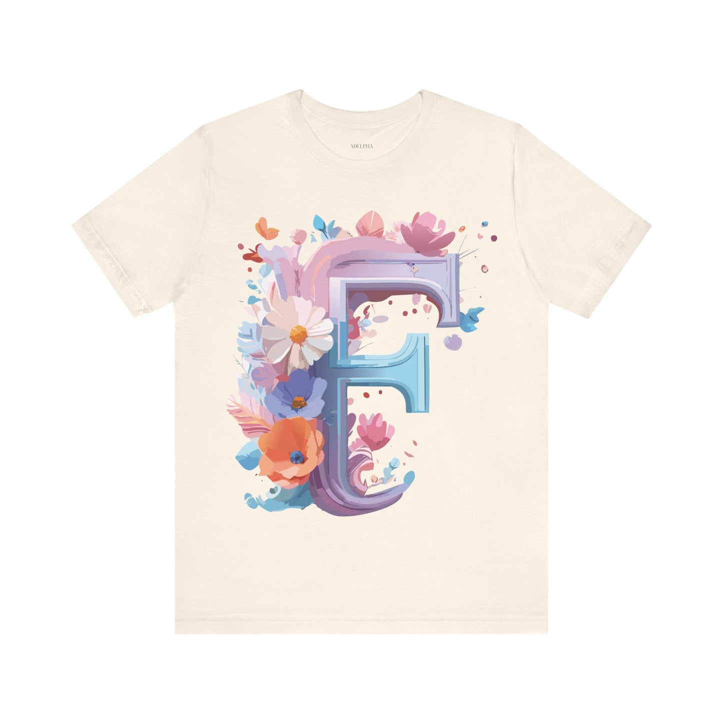 Natural Cotton Tee Shirt - Letters Collection - F Printify