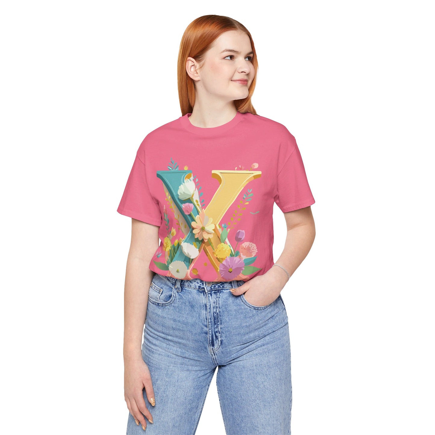 Natural Cotton Tee Shirt - Letters Collection - X Printify