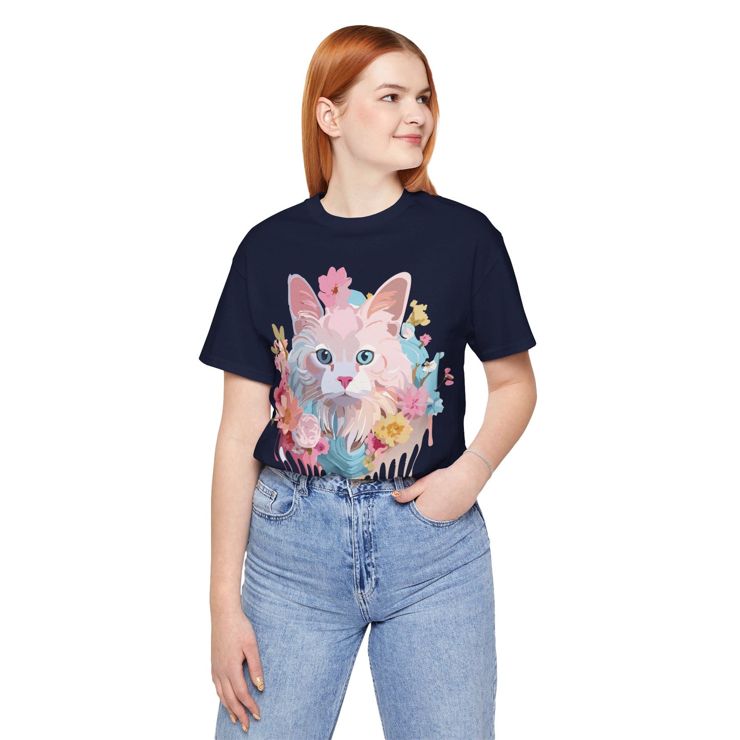 Natural Cotton Tee Shirt with Cat Printify