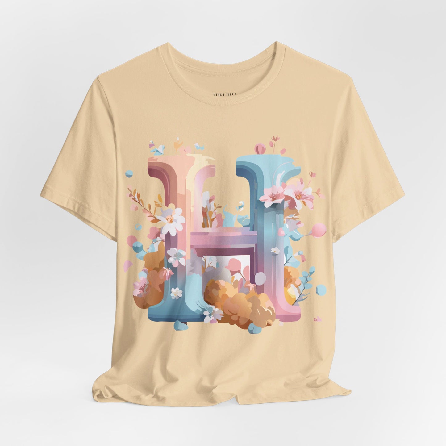 Natural Cotton Tee Shirt - Letters Collection - H Printify