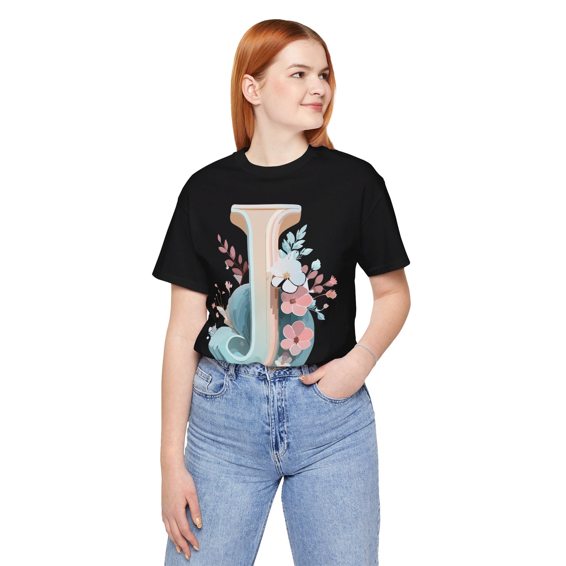 Natural Cotton Tee Shirt - Letters Collection - J Printify