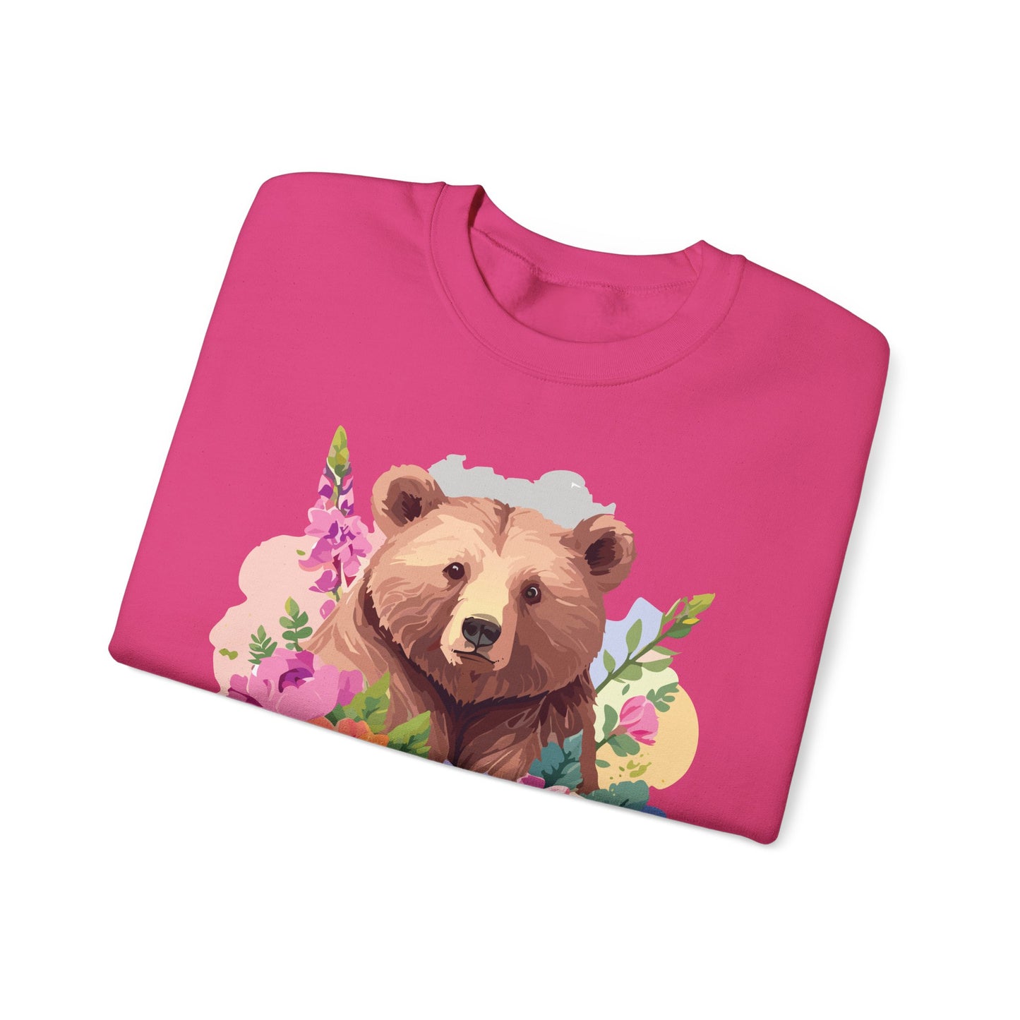 Unisex Floral Bear Sweatshirt, Animals Sweatshirt, Floral Sweatshirt, Art Design Sweatshirt
