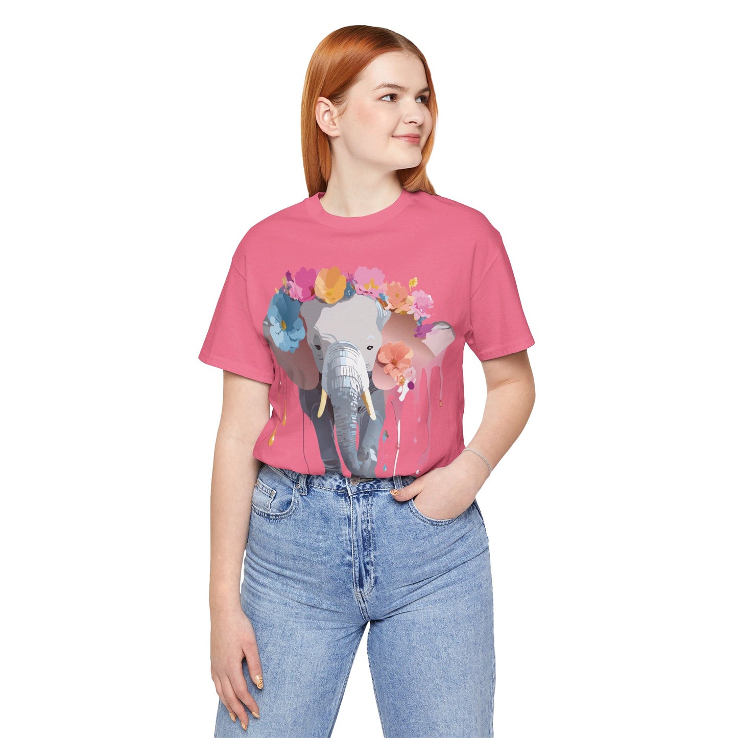 Natural Cotton Tee Shirt with Elephant Printify