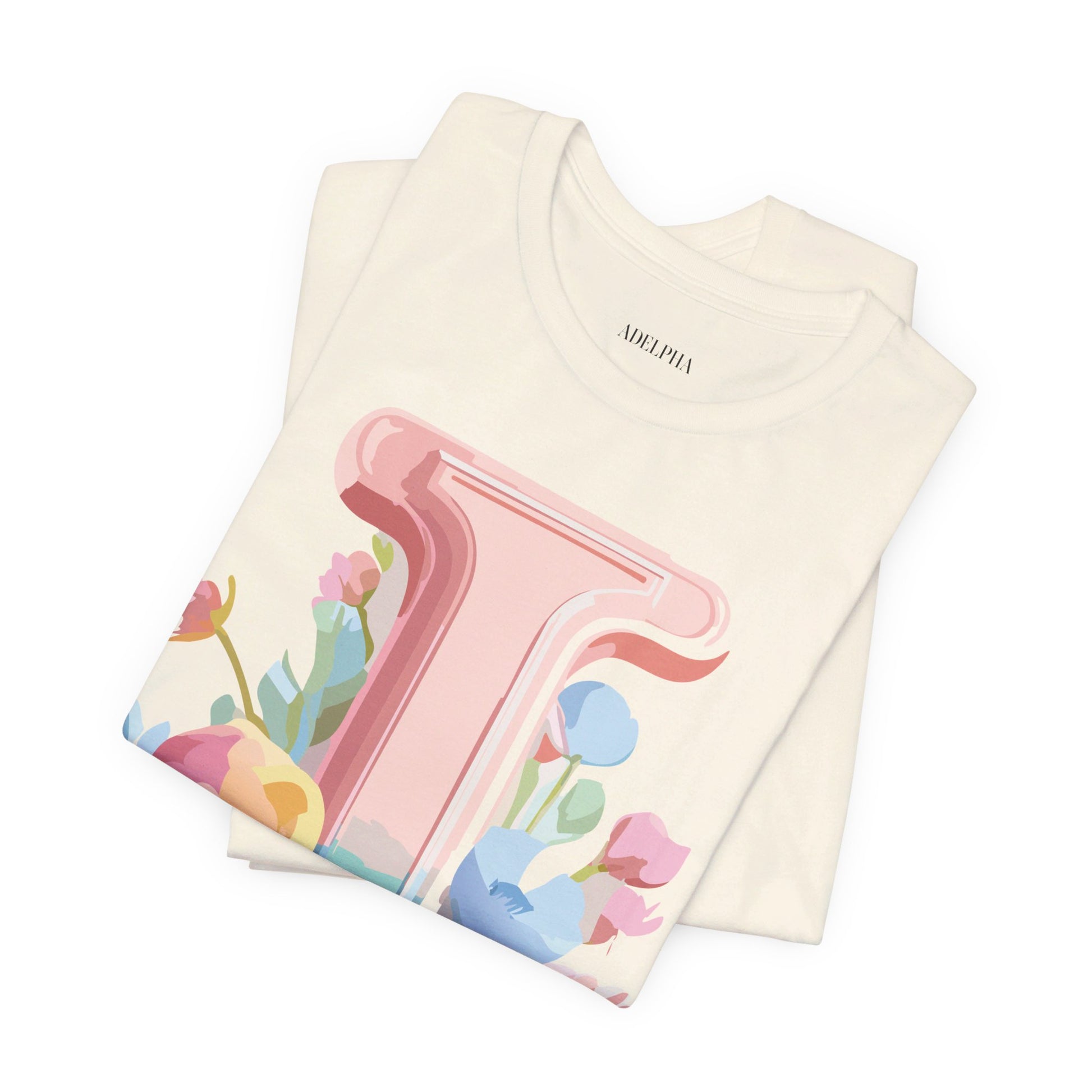 Natural Cotton Tee Shirt - Letters Collection - I Printify