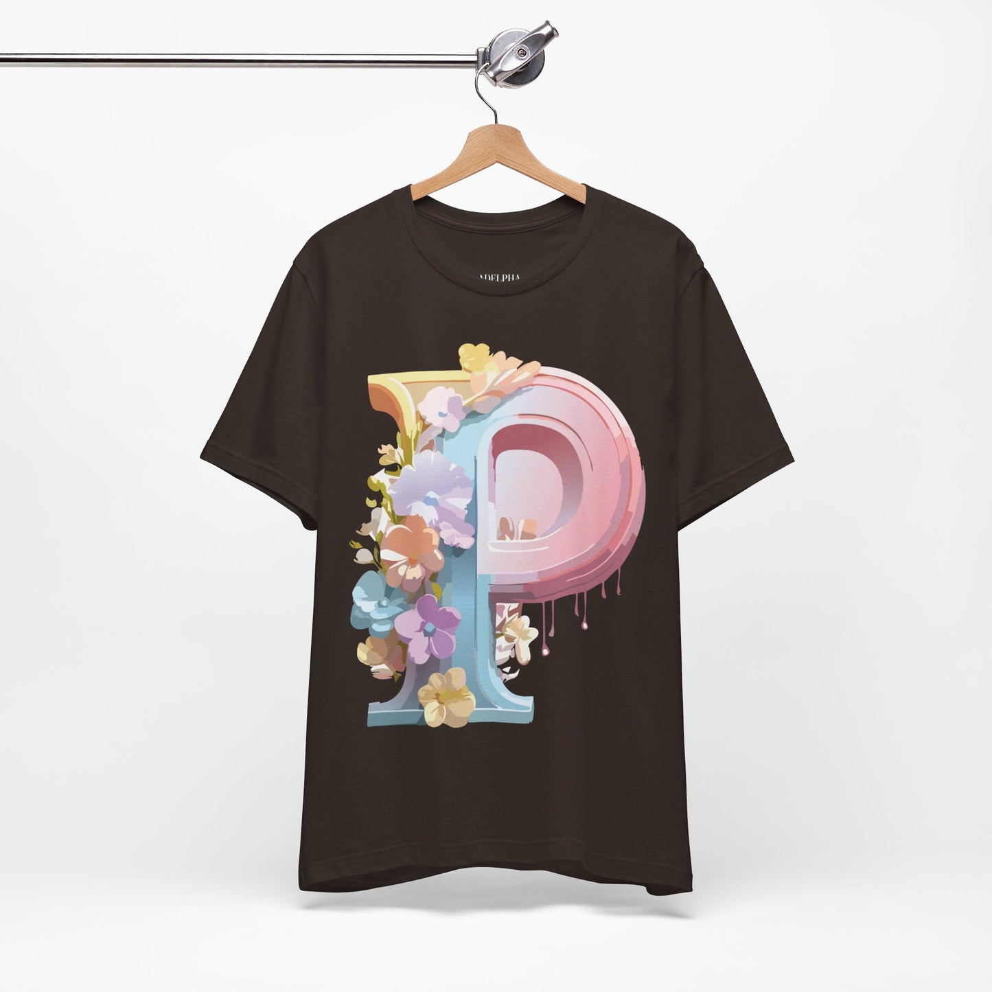 Natural Cotton Tee Shirt - Letters Collection - P Printify