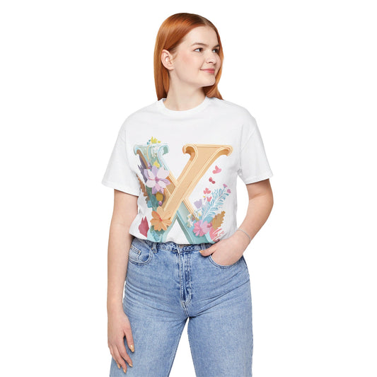 Natural Cotton Tee Shirt - Letters Collection - X Printify