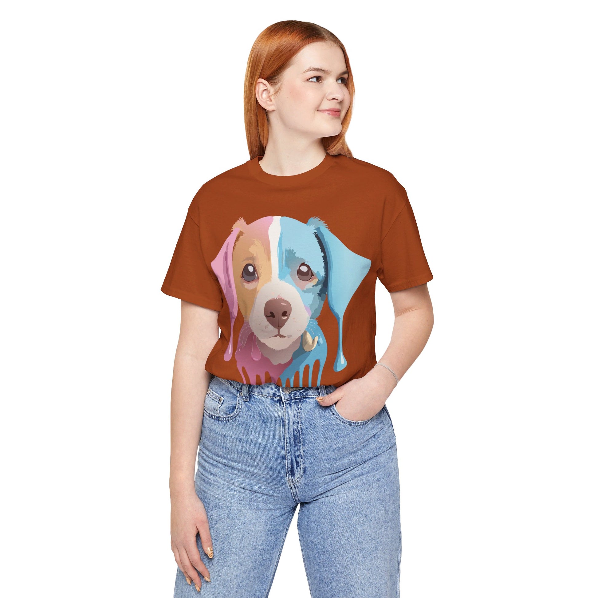 Natural Cotton Tee Shirt with Dog Printify