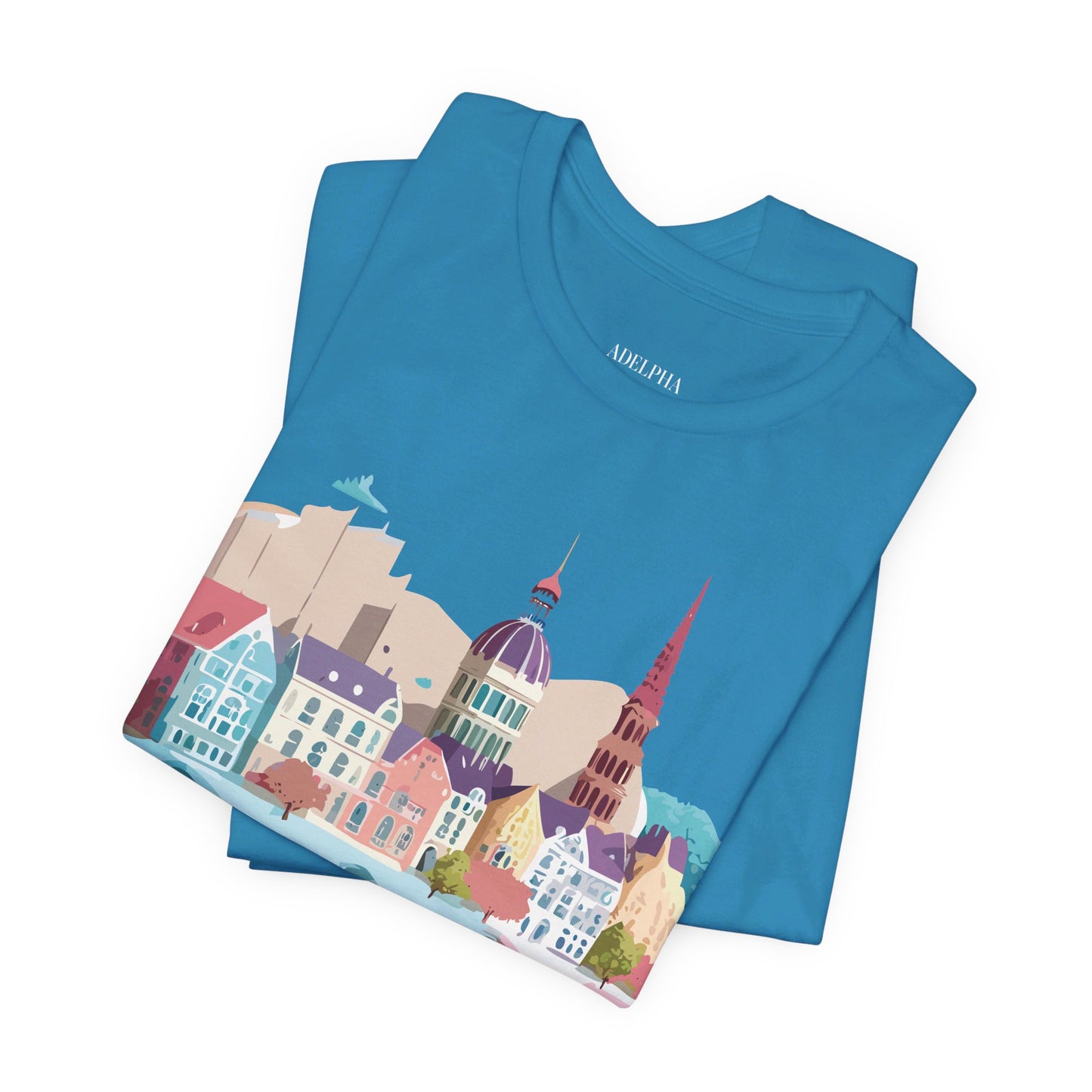 Natural Cotton Tee Shirt - Beautiful Places Collection - Warnemünde and Rostock - Germany Printify