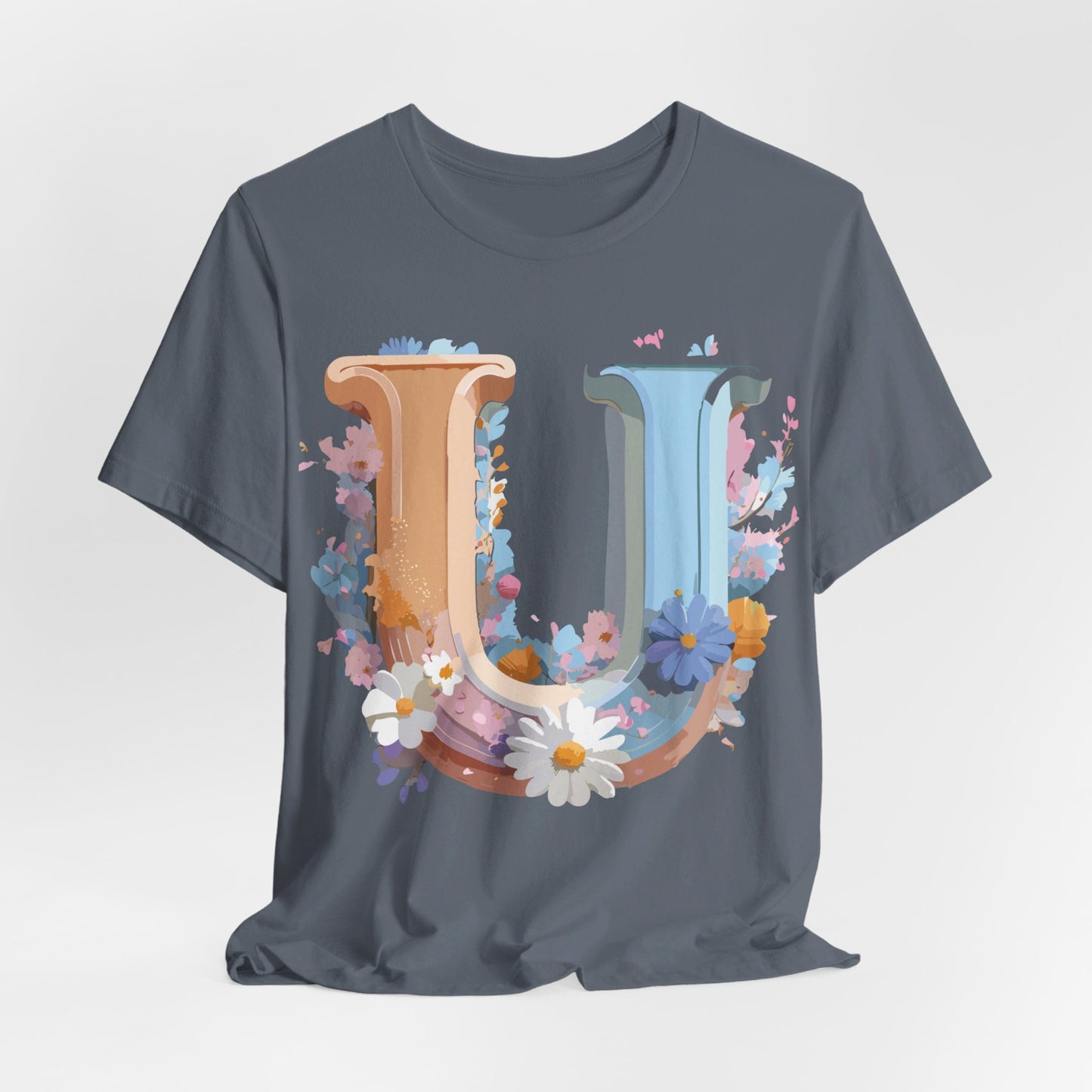 Natural Cotton Tee Shirt - Letters Collection - U Printify