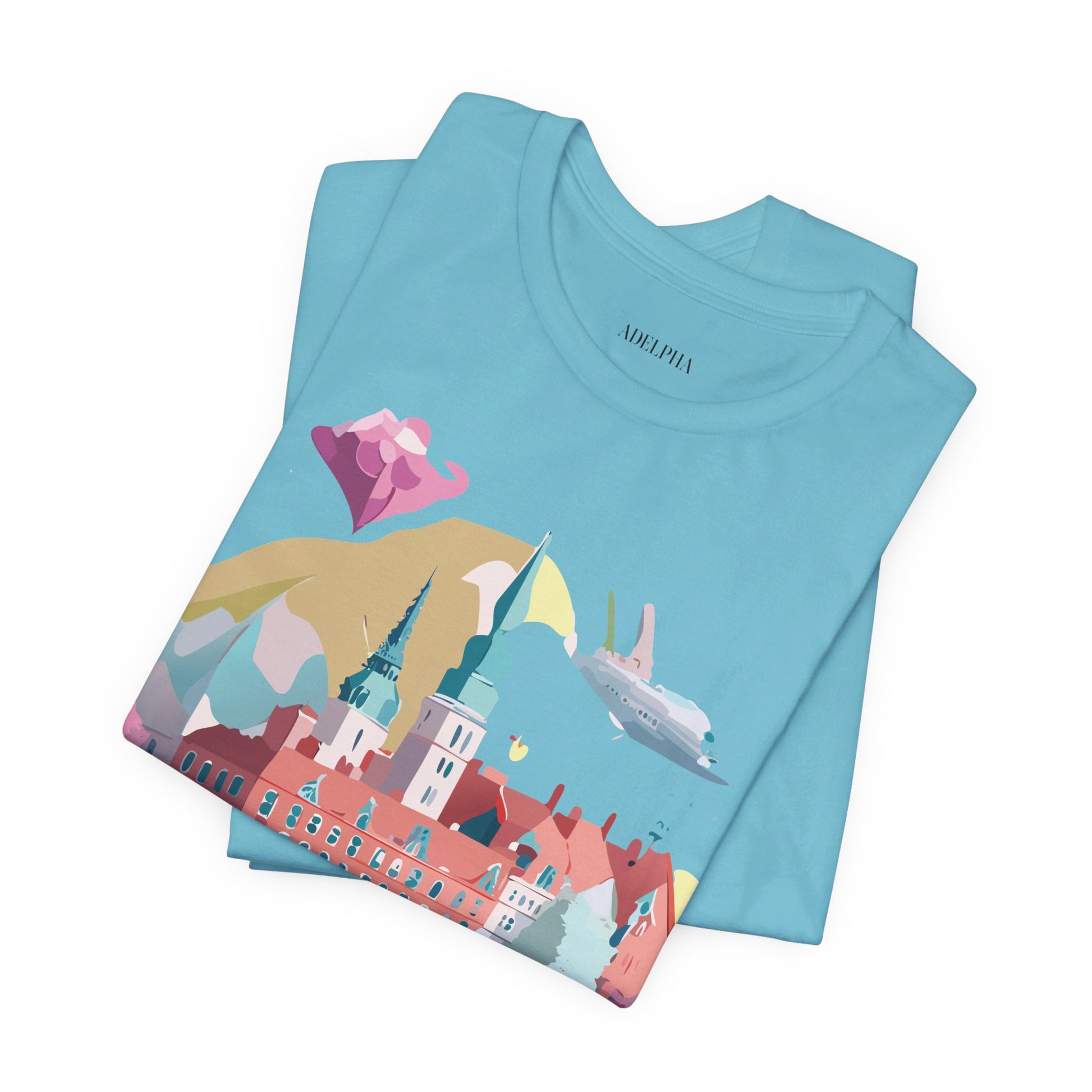 Natural Cotton Tee Shirt - Beautiful Places Collection - Warnemünde and Rostock - Germany Printify
