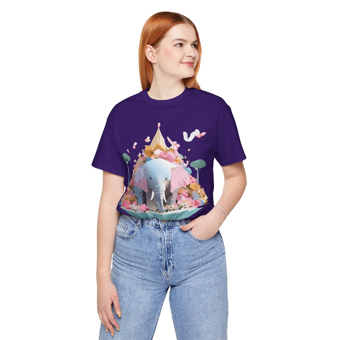 Natural Cotton Tee Shirt with Elephant Printify