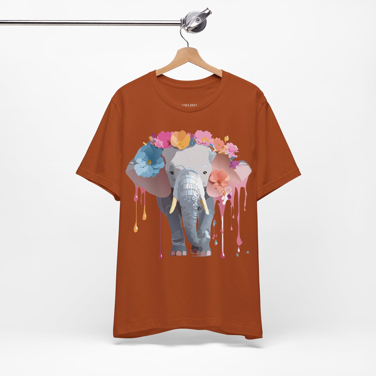 Natural Cotton Tee Shirt with Elephant Printify
