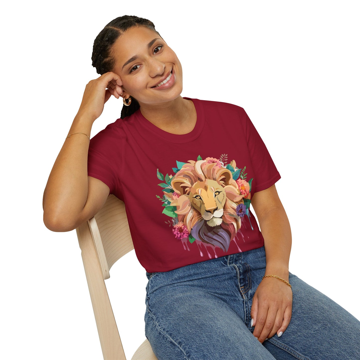 Lion Shirt, Shirt with Lion, Floral Lion Tee, Shirt with Animals