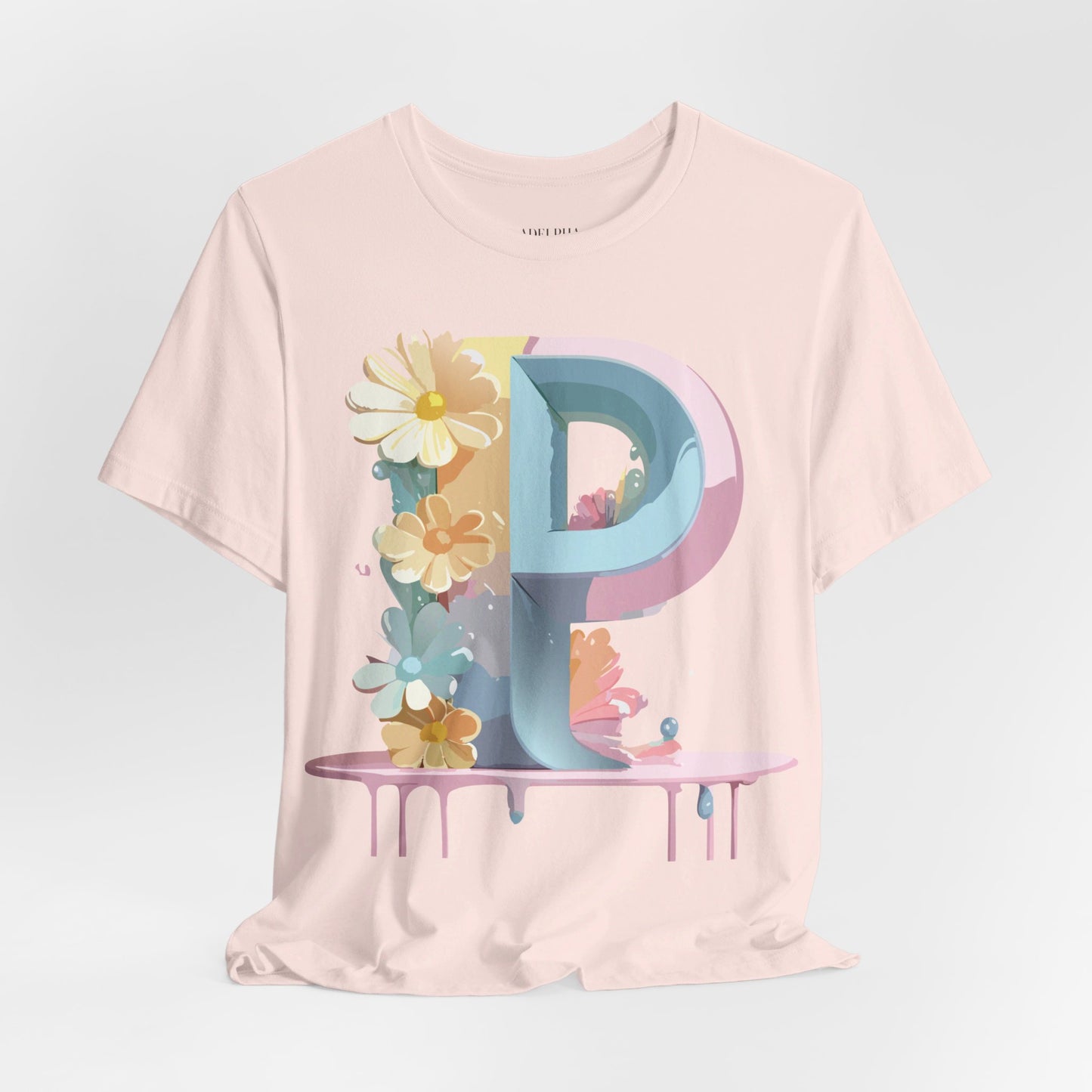 Natural Cotton Tee Shirt - Letters Collection - P Printify