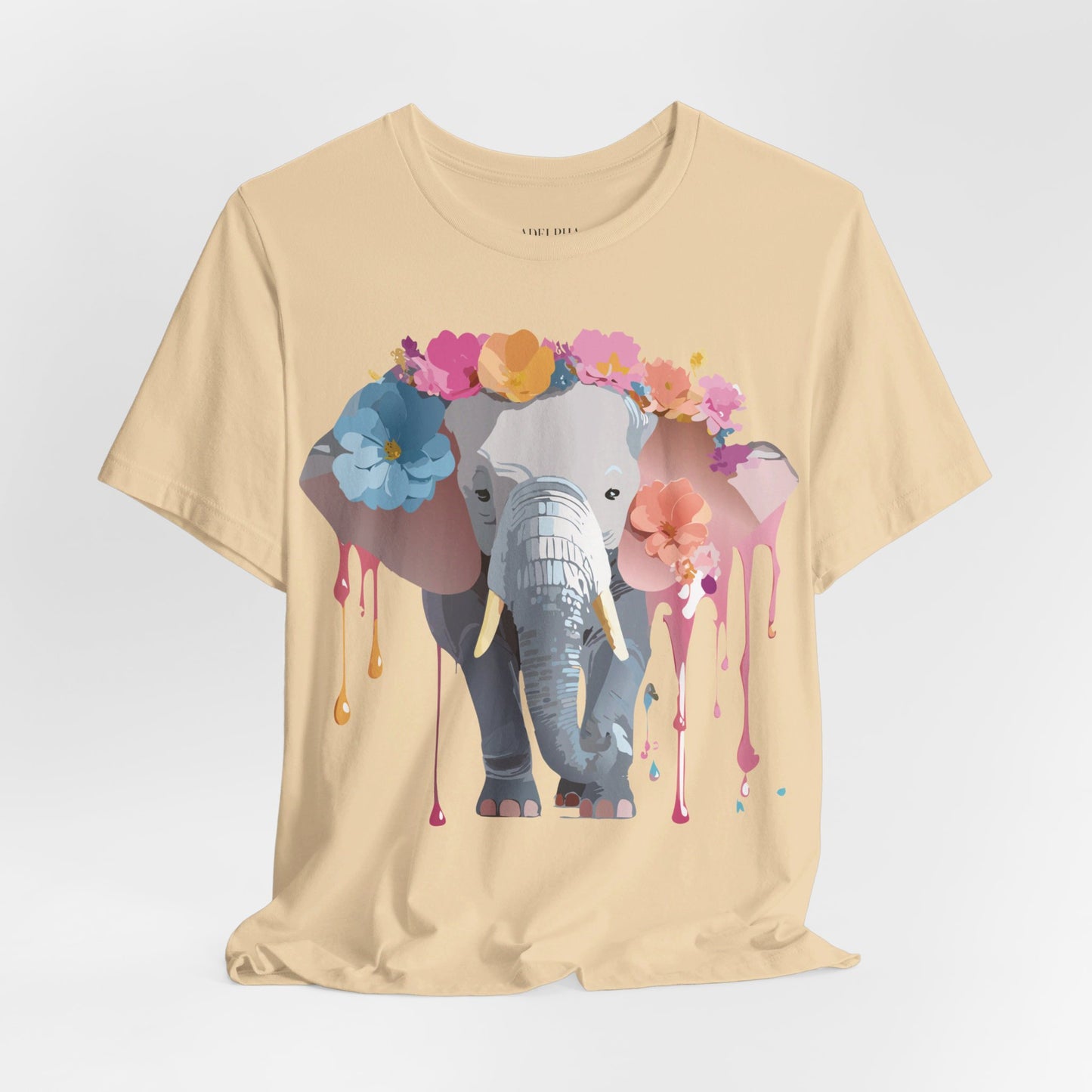 Natural Cotton Tee Shirt with Elephant Printify