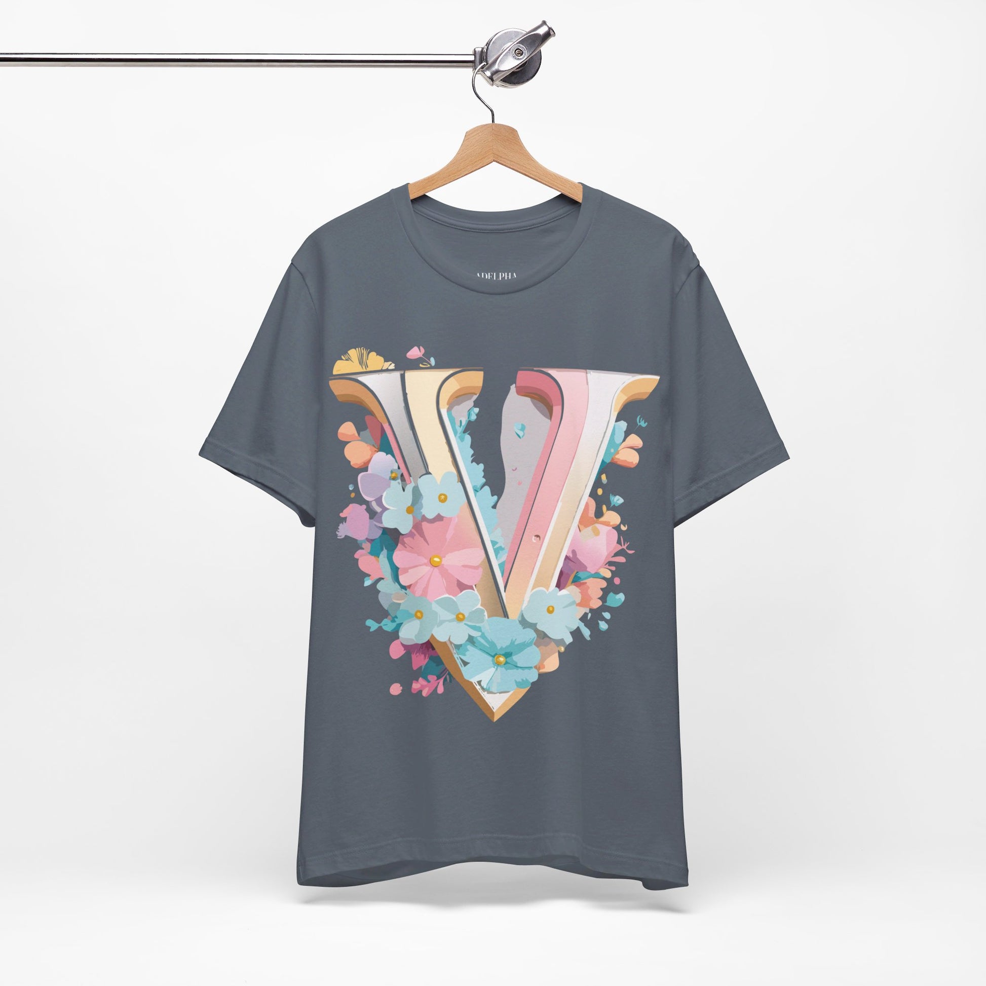 Natural Cotton Tee Shirt - Letters Collection - V Printify