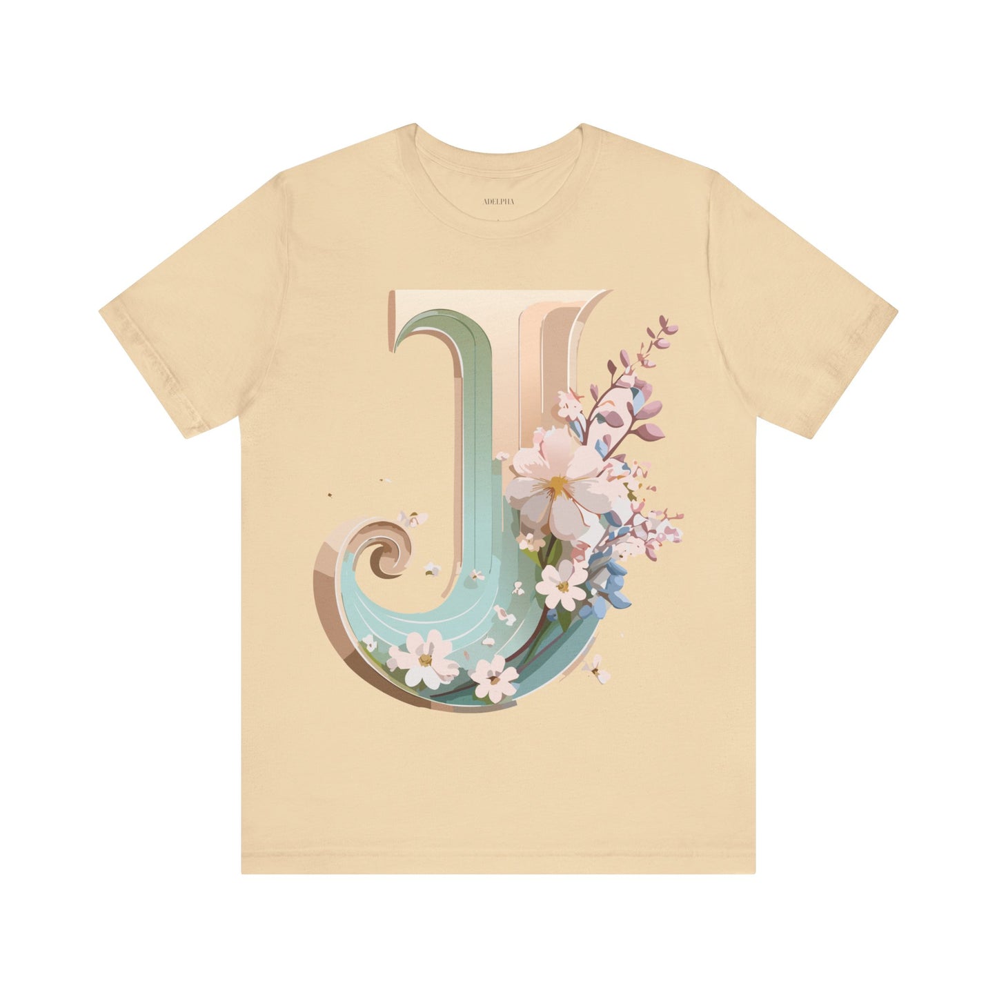 Natural Cotton Tee Shirt - Letters Collection - J Printify
