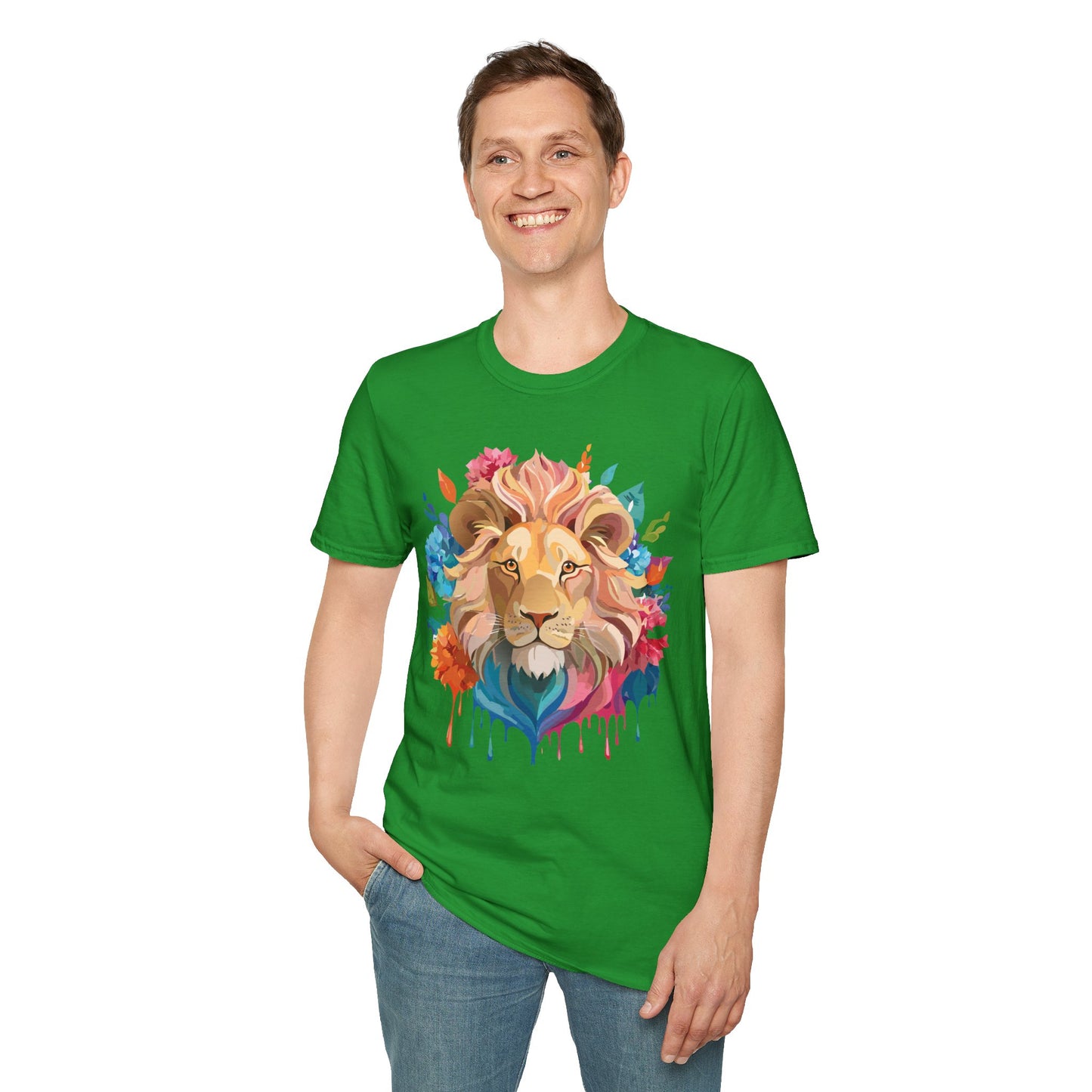Lion Shirt, Shirt with Lion, Floral Lion Tee, Shirt with Animals