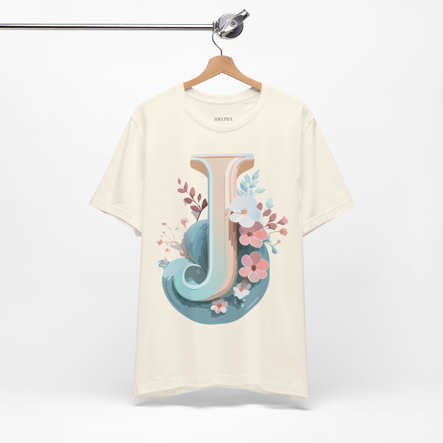 Natural Cotton Tee Shirt - Letters Collection - J Printify