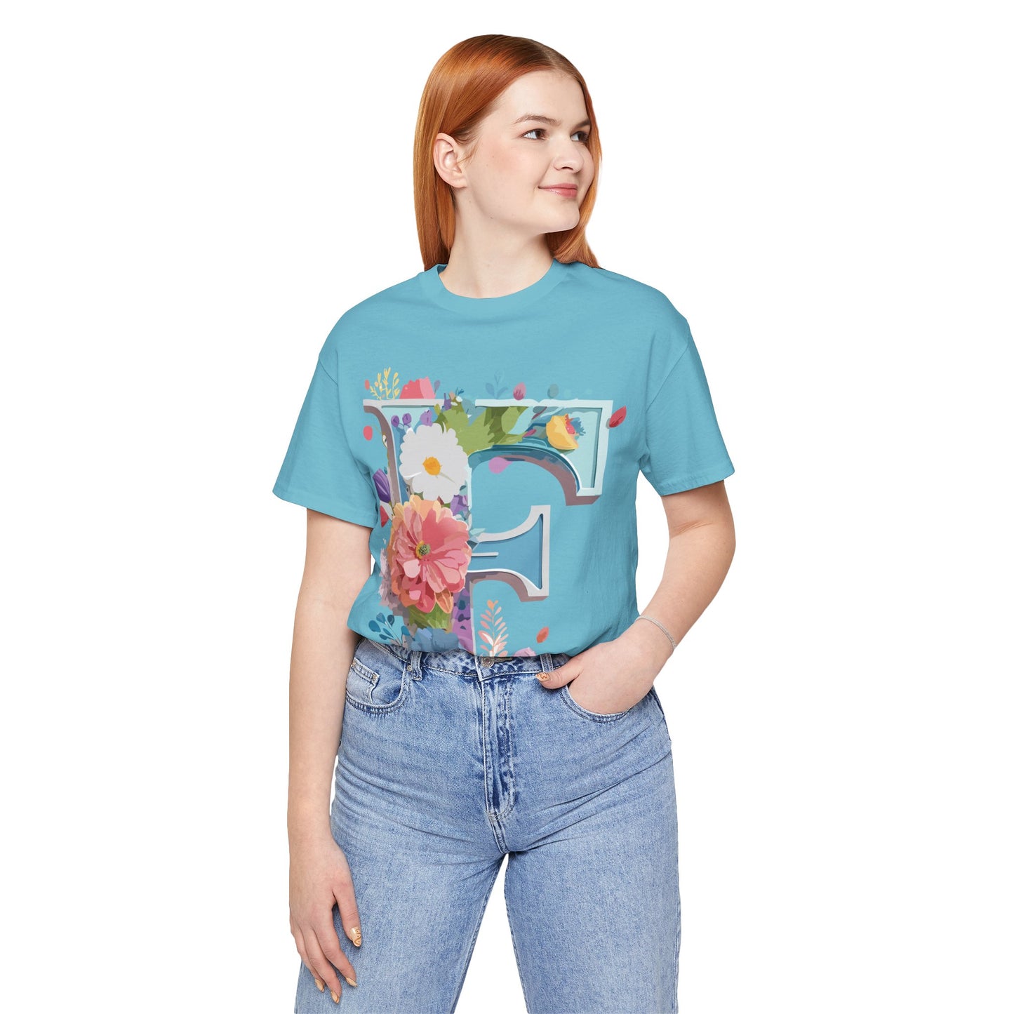 Natural Cotton Tee Shirt - Letters Collection - F Printify