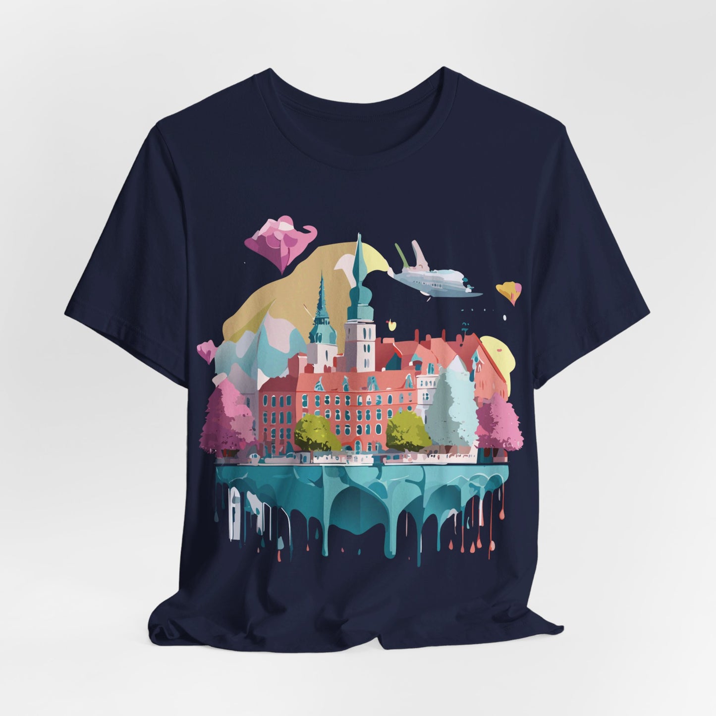 Natural Cotton Tee Shirt - Beautiful Places Collection - Warnemünde and Rostock - Germany Printify