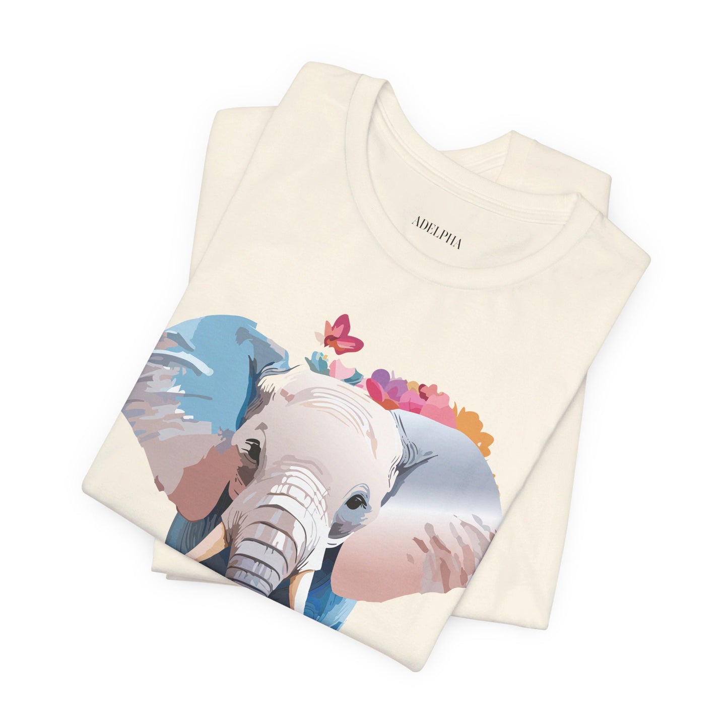 Natural Cotton Tee Shirt with Elephant Printify