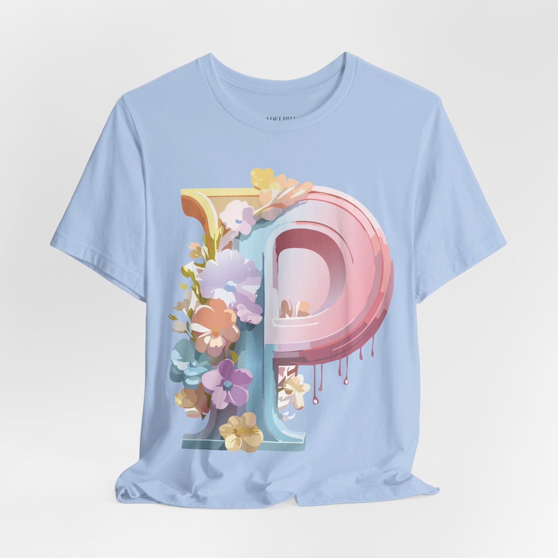 Natural Cotton Tee Shirt - Letters Collection - P Printify