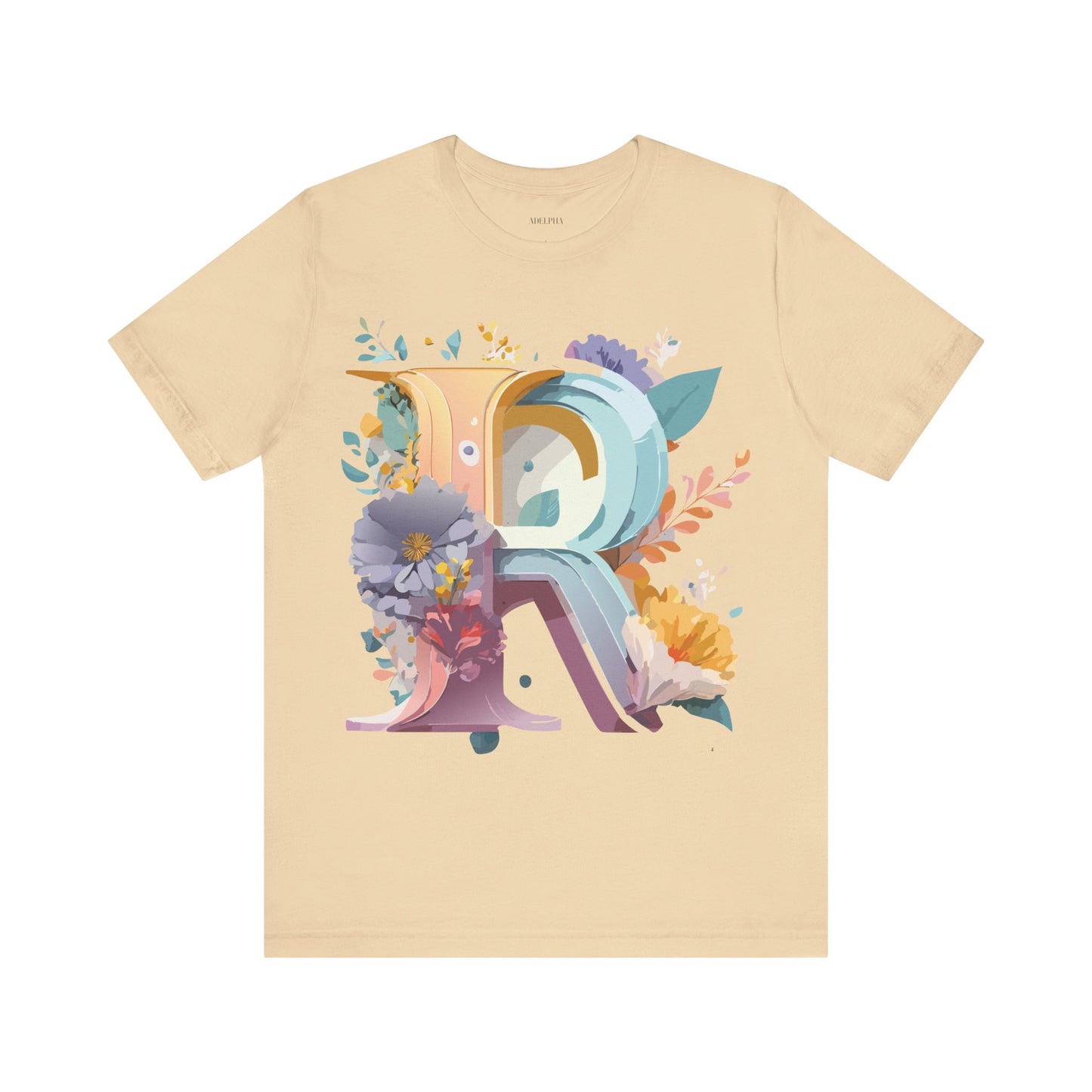Natural Cotton Tee Shirt - Letters Collection - R Printify