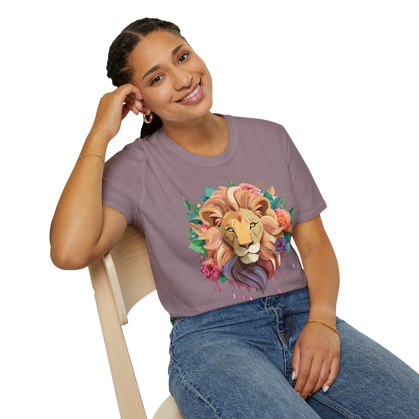 Lion Shirt, Shirt with Lion, Floral Lion Tee, Shirt with Animals