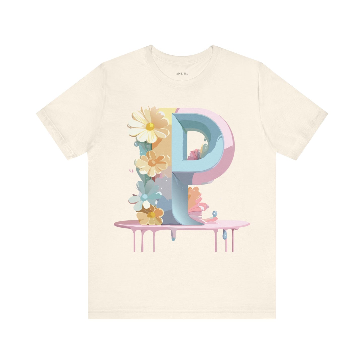 Natural Cotton Tee Shirt - Letters Collection - P Printify