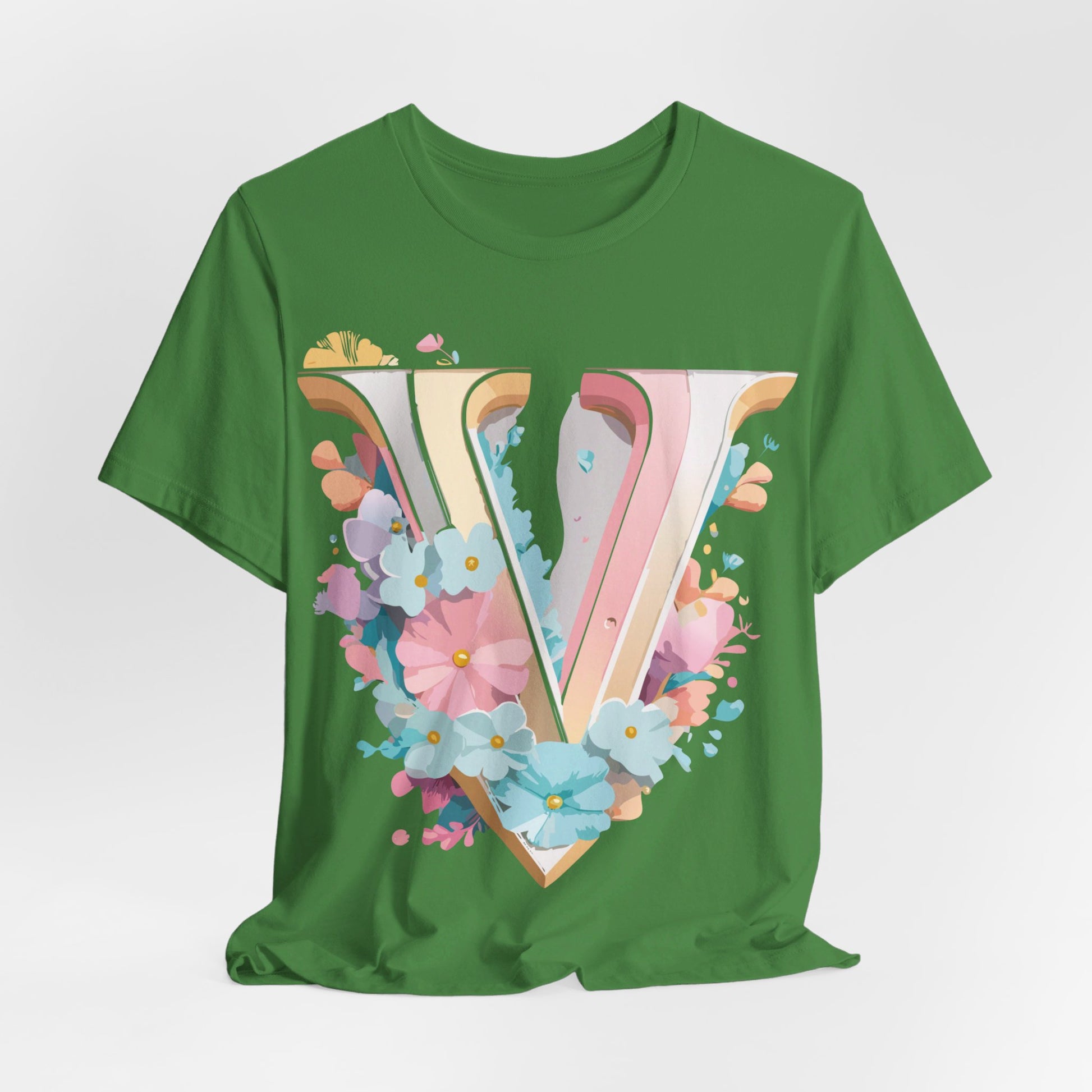 Natural Cotton Tee Shirt - Letters Collection - V Printify