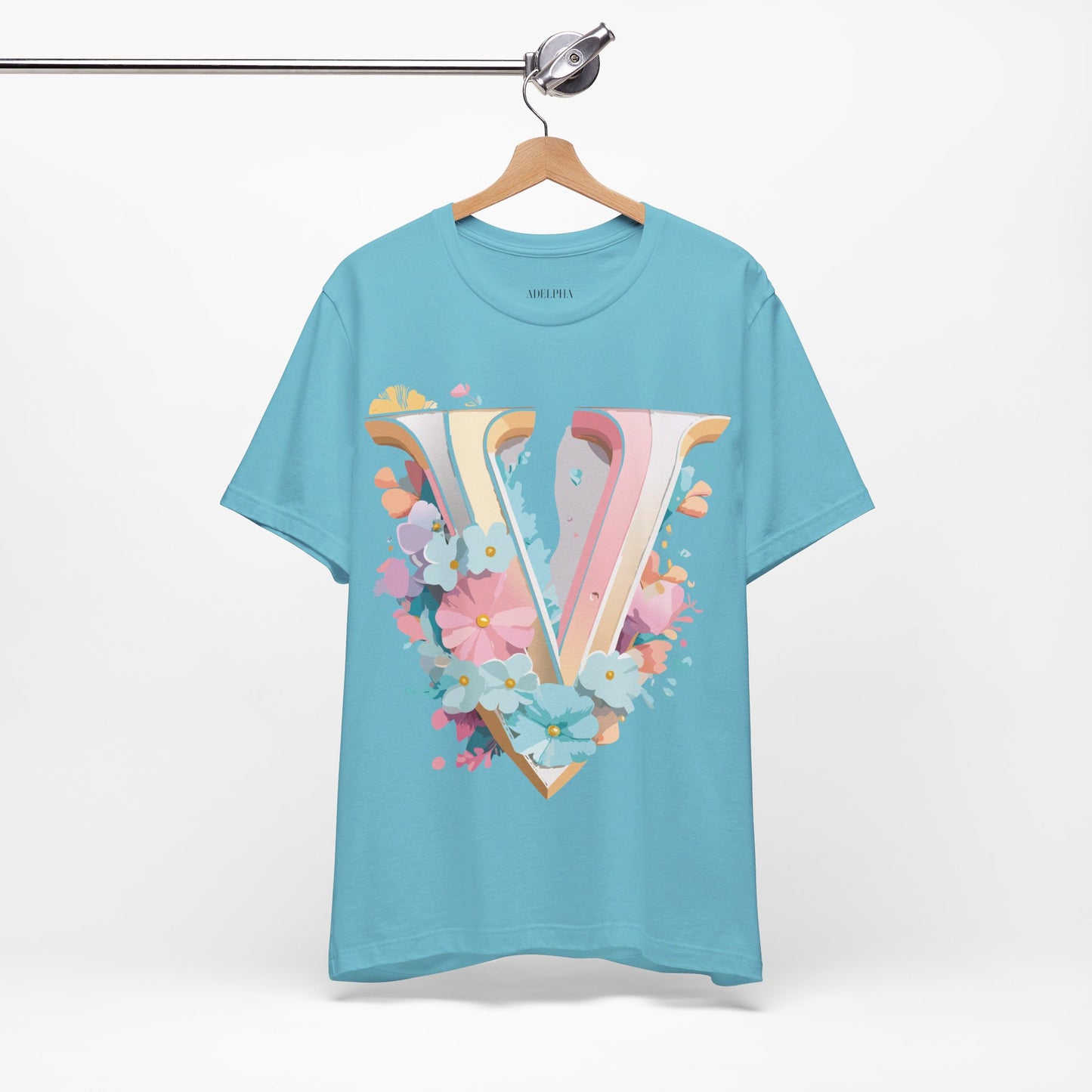 Natural Cotton Tee Shirt - Letters Collection - V Printify