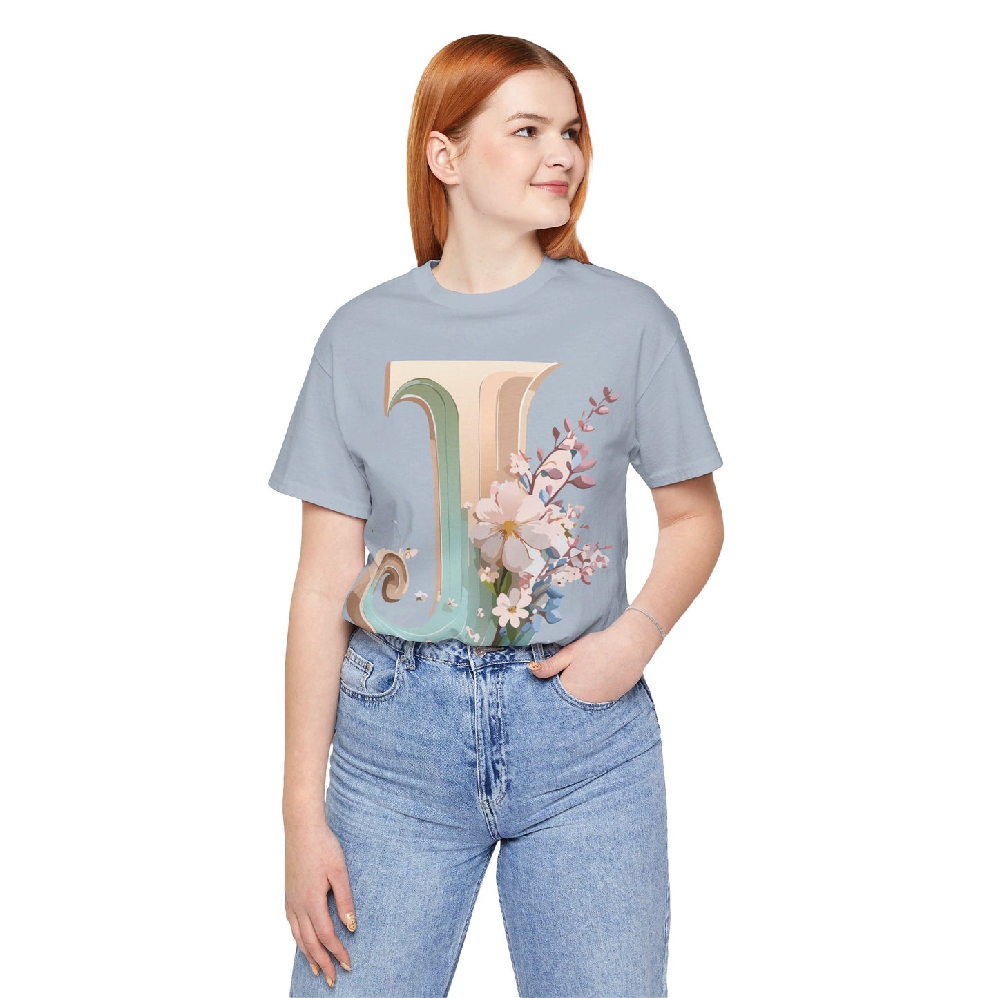 Natural Cotton Tee Shirt - Letters Collection - J Printify