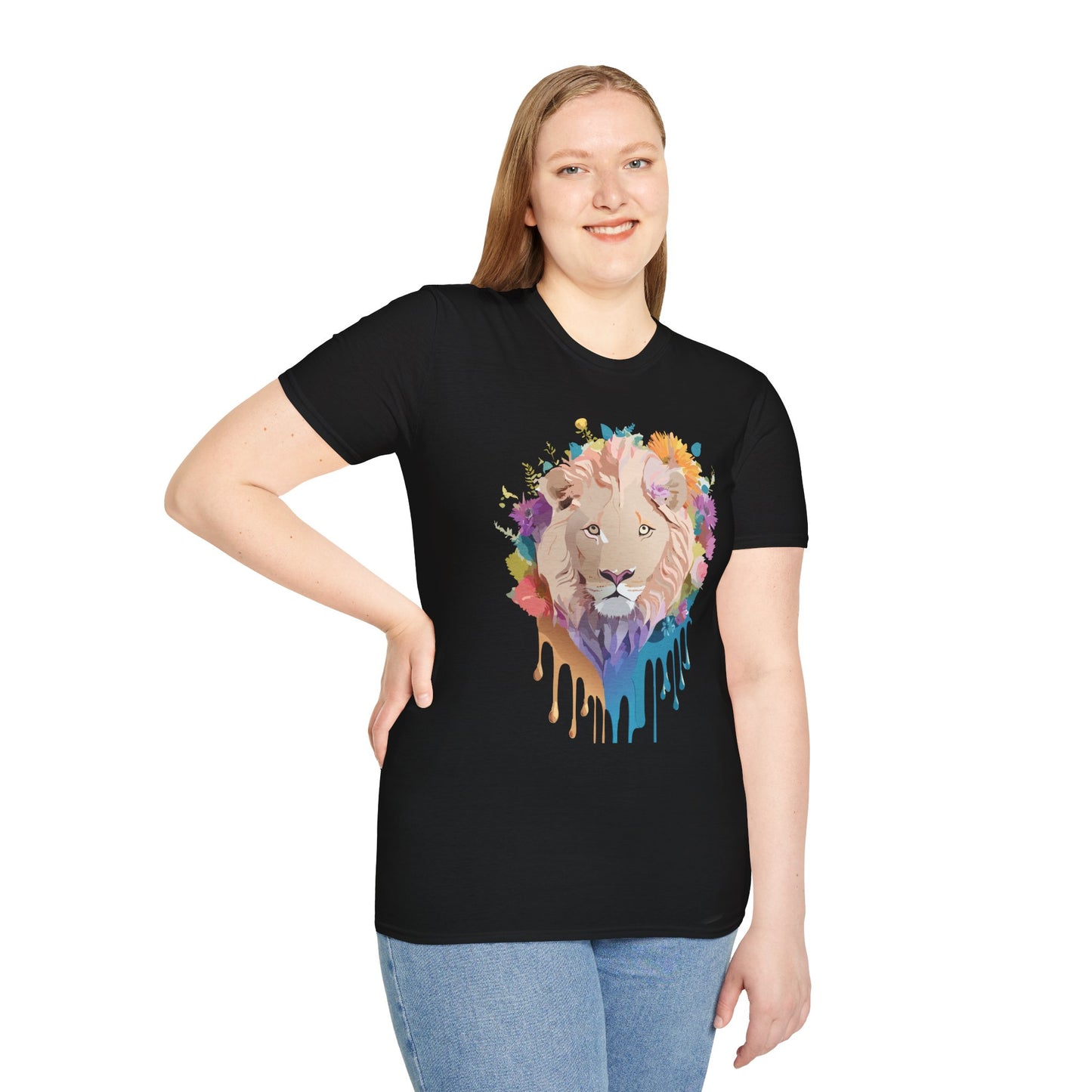 Lion Shirt, Shirt with Lion, Floral Lion Tee, Shirt with Animals