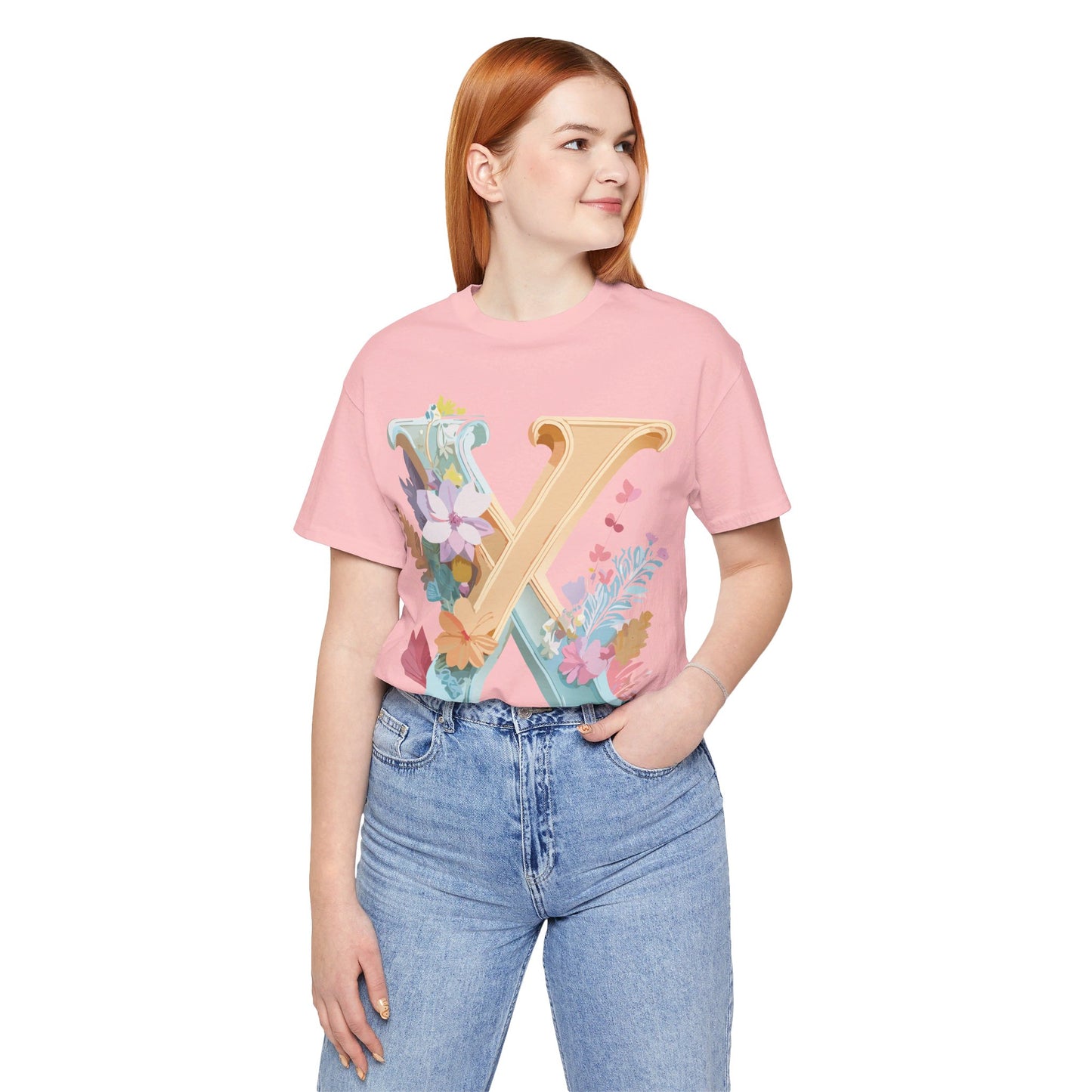 Natural Cotton Tee Shirt - Letters Collection - X Printify