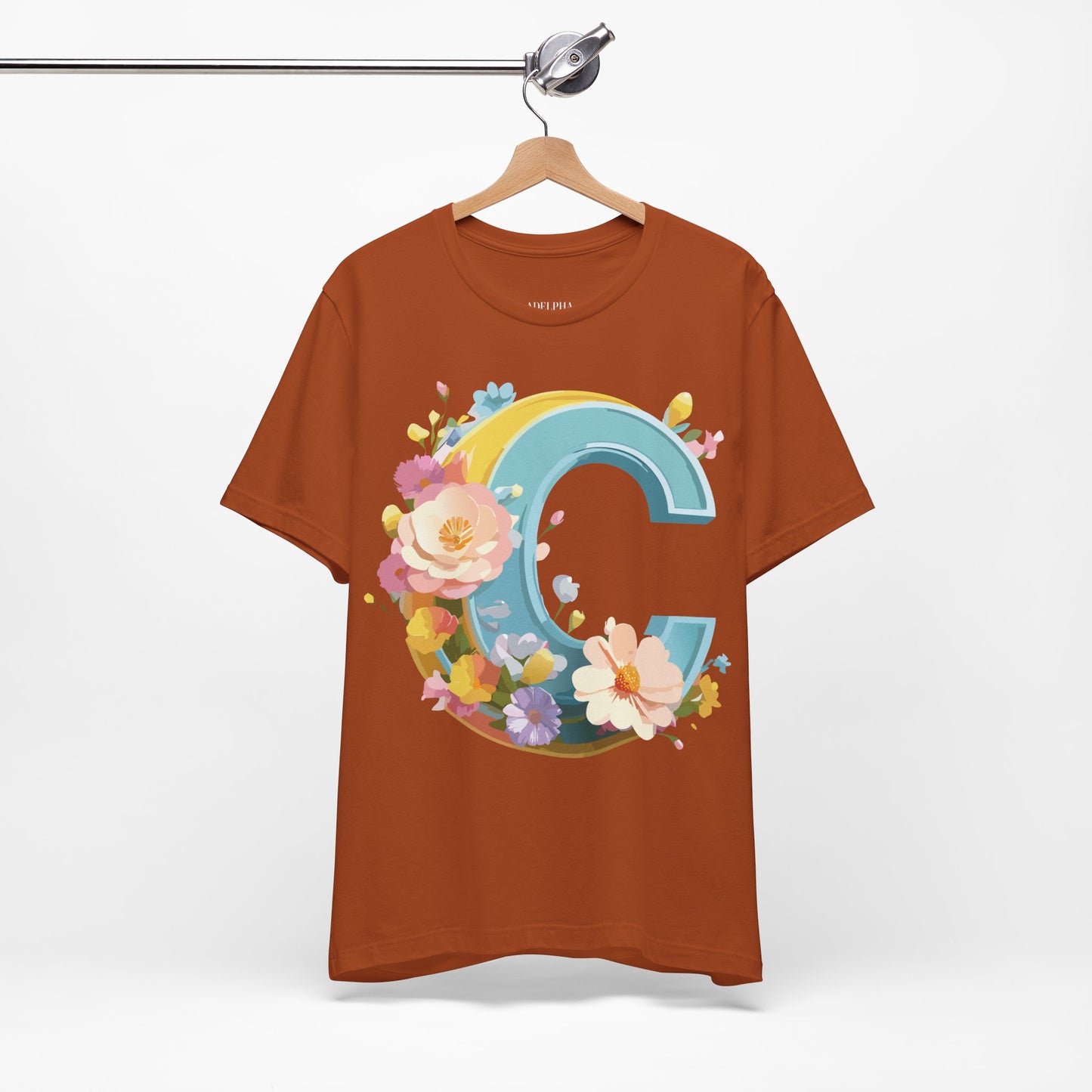 Natural Cotton Tee Shirt - Letters Collection - C Printify
