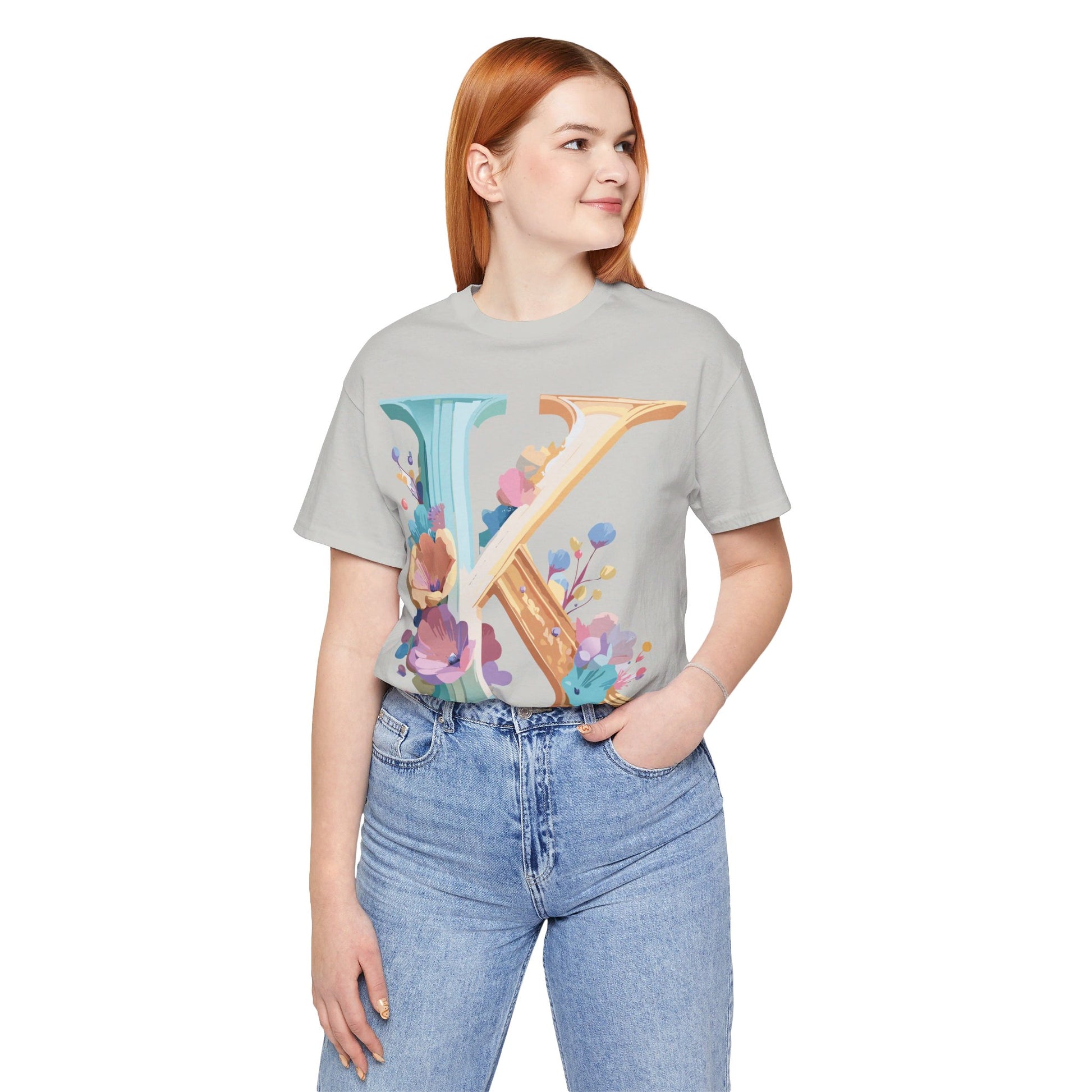Natural Cotton Tee Shirt - Letters Collection - K Printify