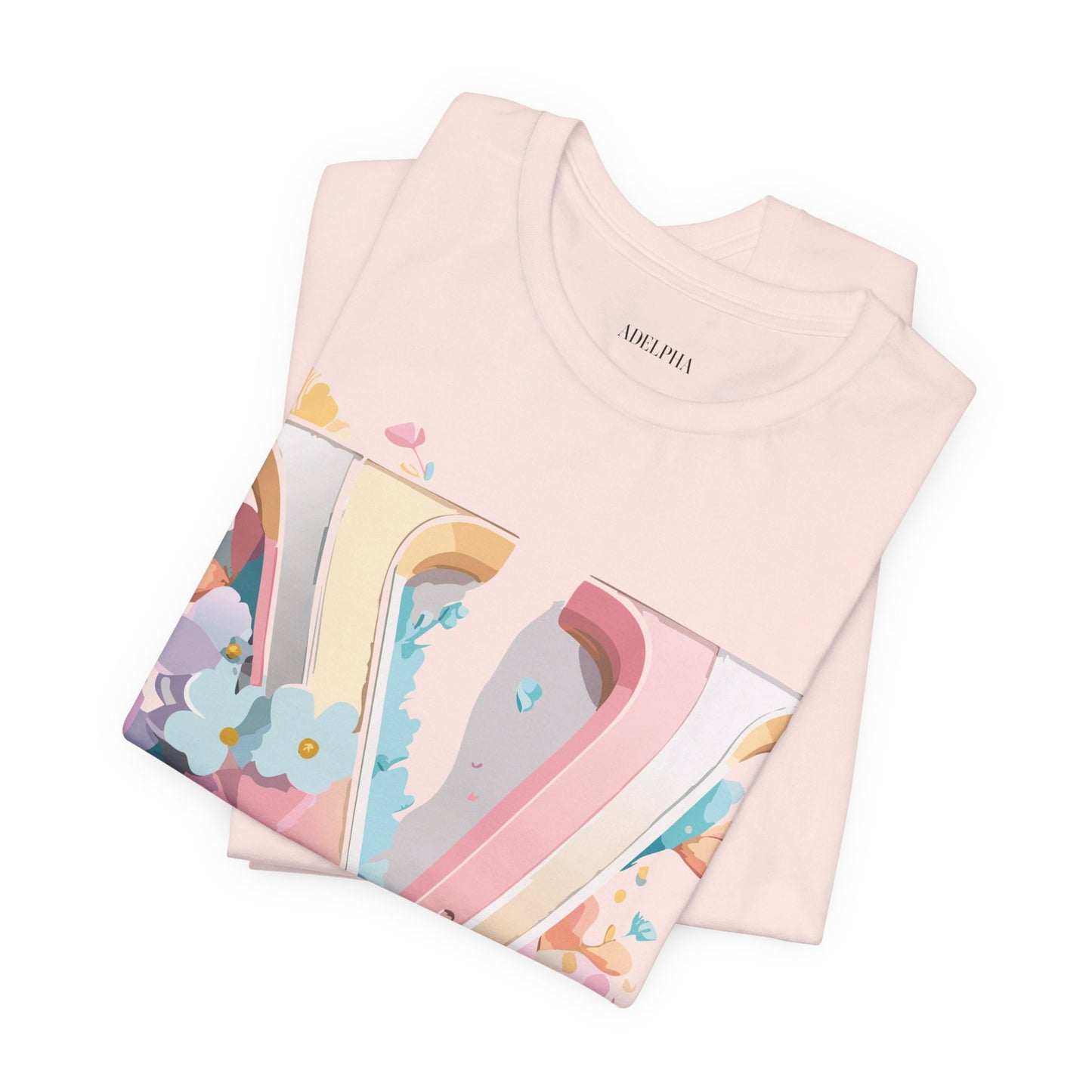 Natural Cotton Tee Shirt - Letters Collection - V Printify