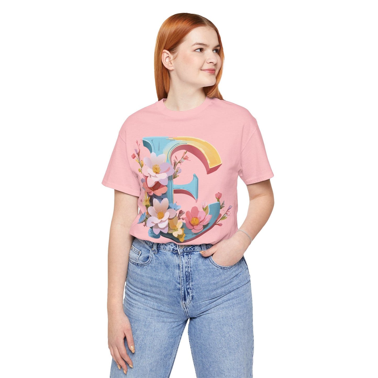 Natural Cotton Tee Shirt - Letters Collection - E Printify