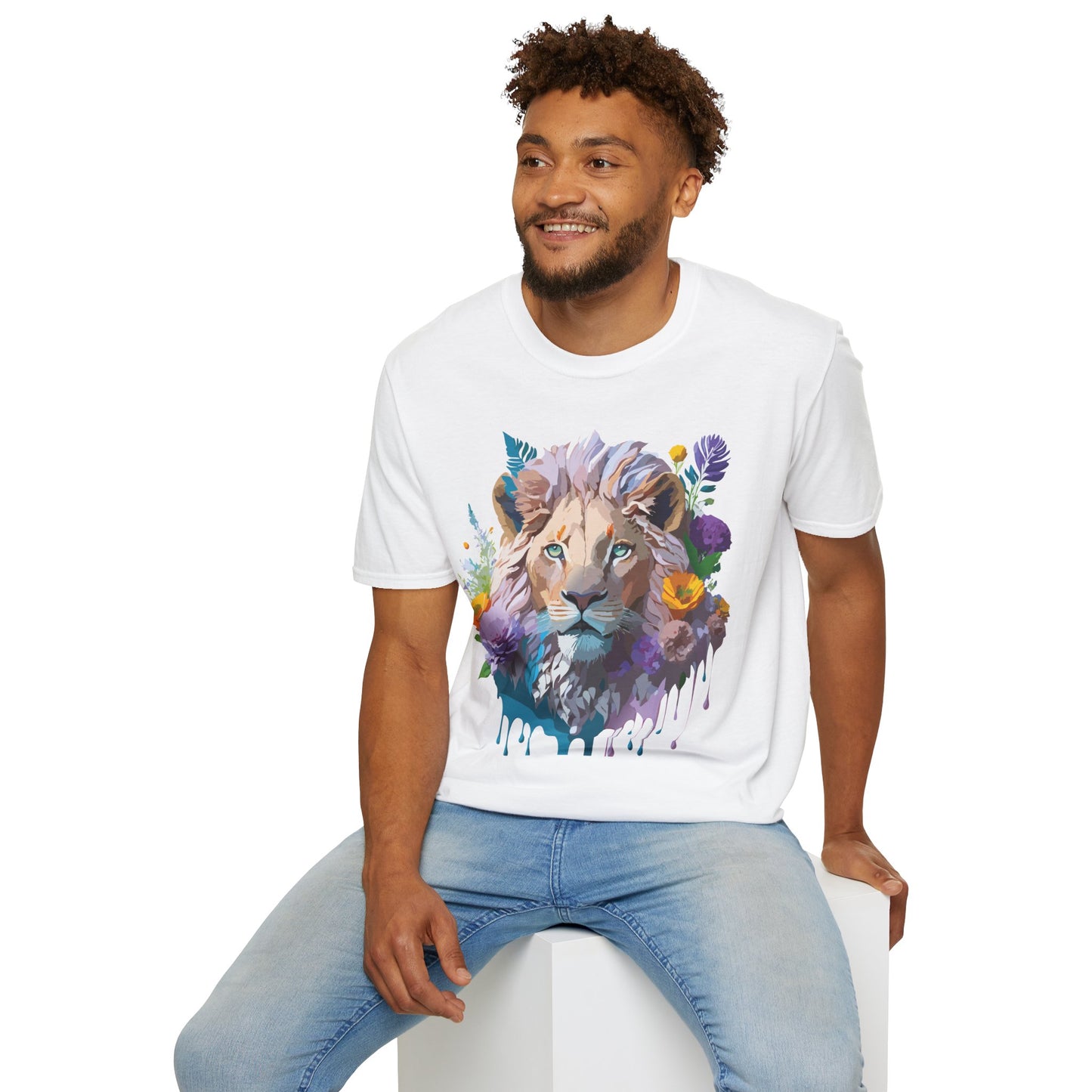 Lion Shirt, Shirt with Lion, Floral Lion Tee, Shirt with Animals