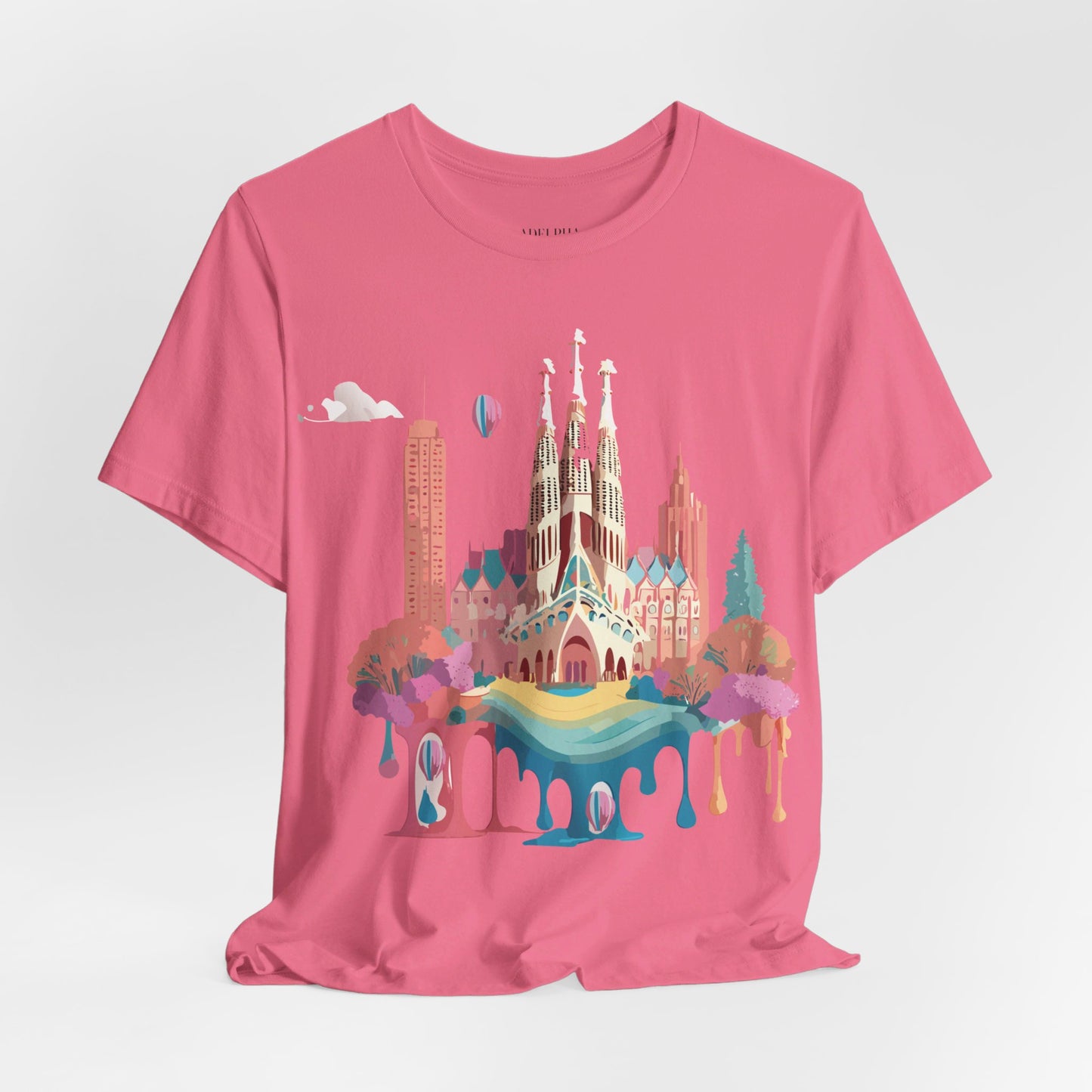 Natural Cotton Tee Shirt - Beautiful Places Collection - Barcelona Printify
