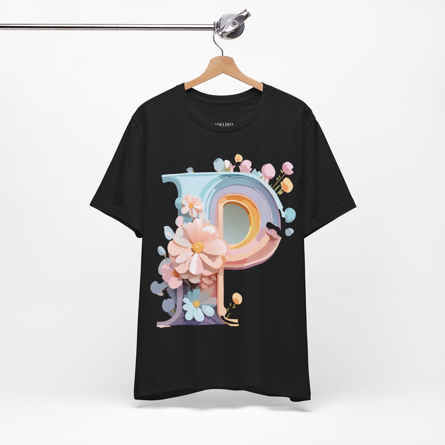 Natural Cotton Tee Shirt - Letters Collection - P Printify