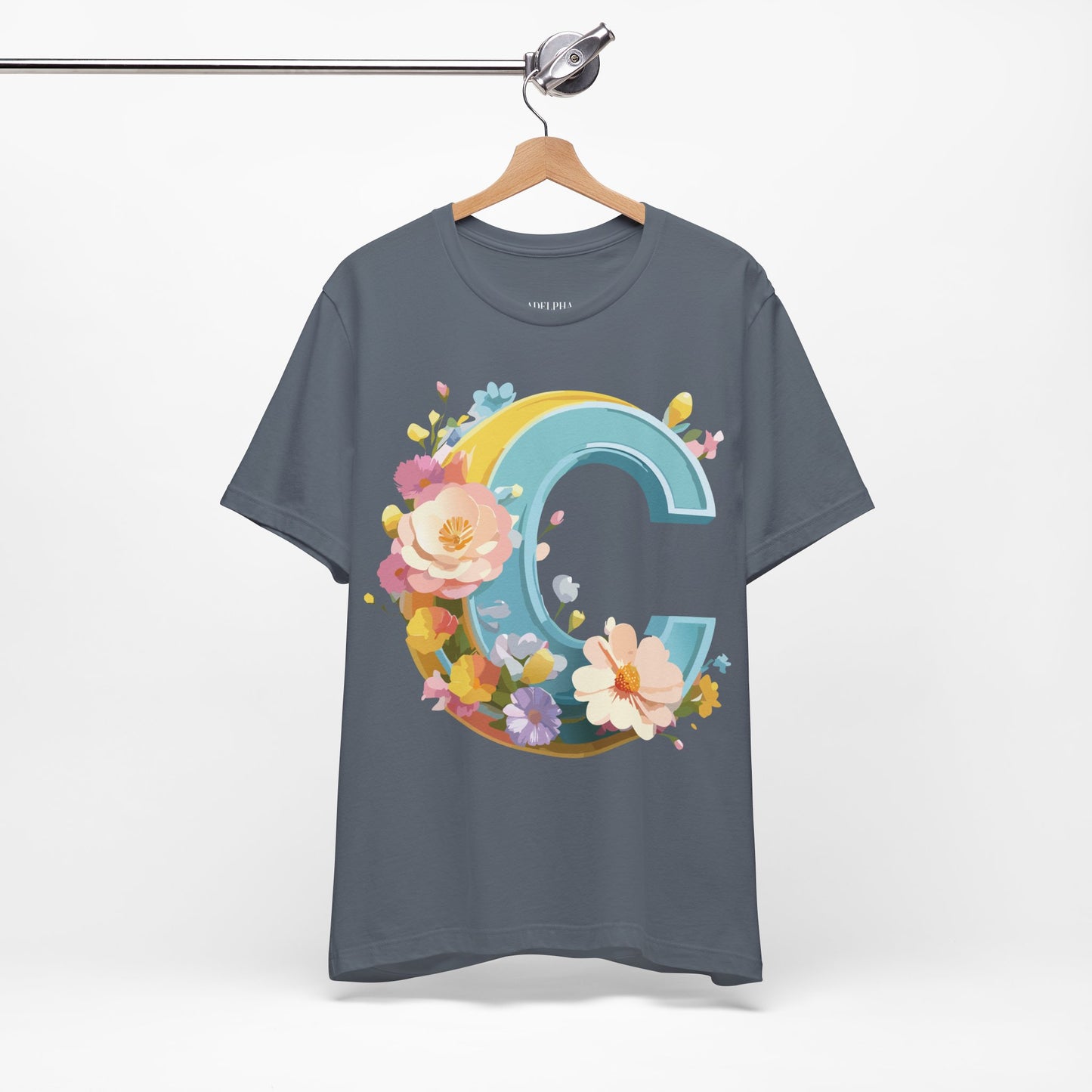 Natural Cotton Tee Shirt - Letters Collection - C Printify
