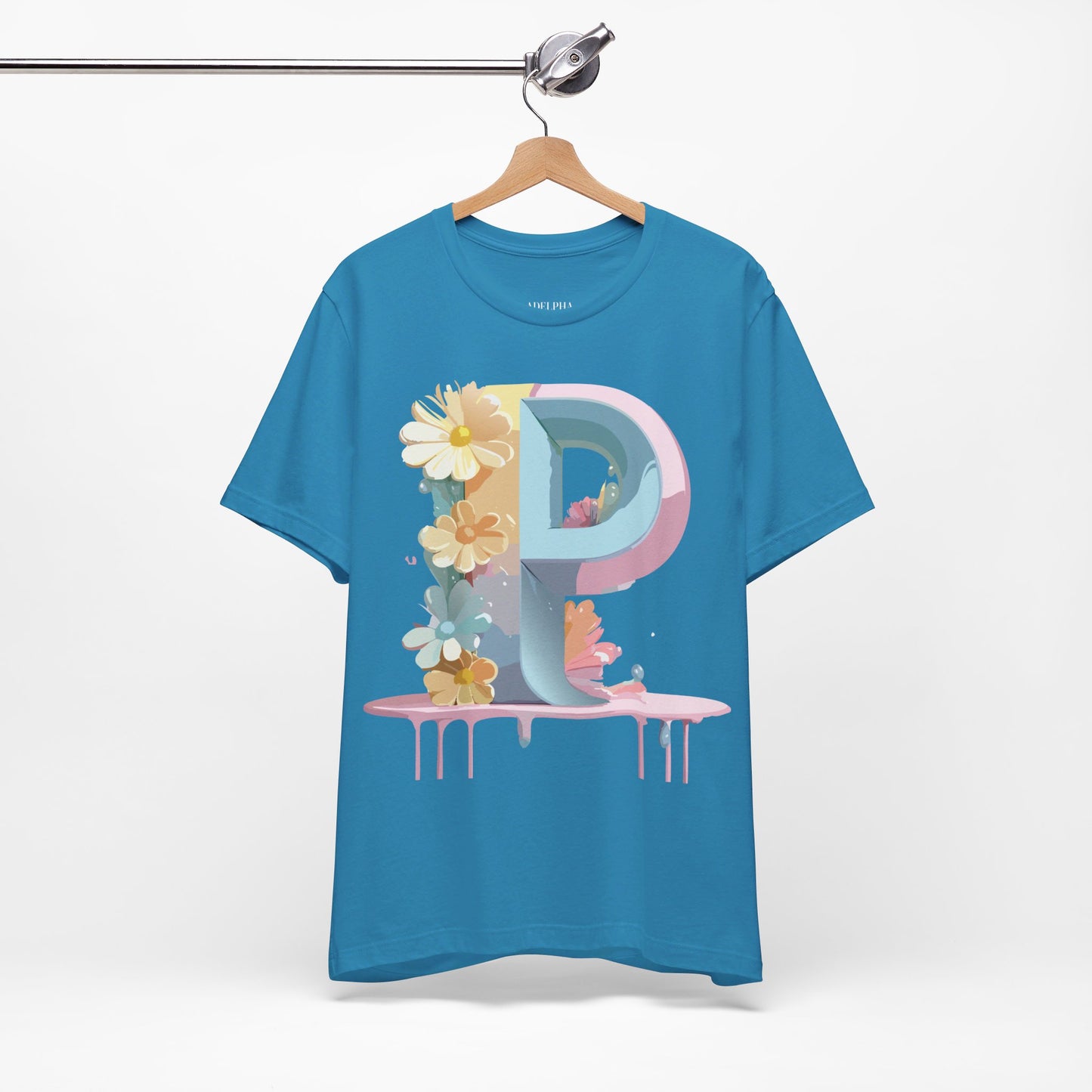Natural Cotton Tee Shirt - Letters Collection - P Printify