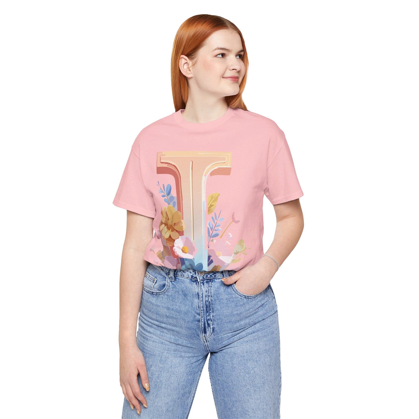 Natural Cotton Tee Shirt - Letters Collection - I Printify