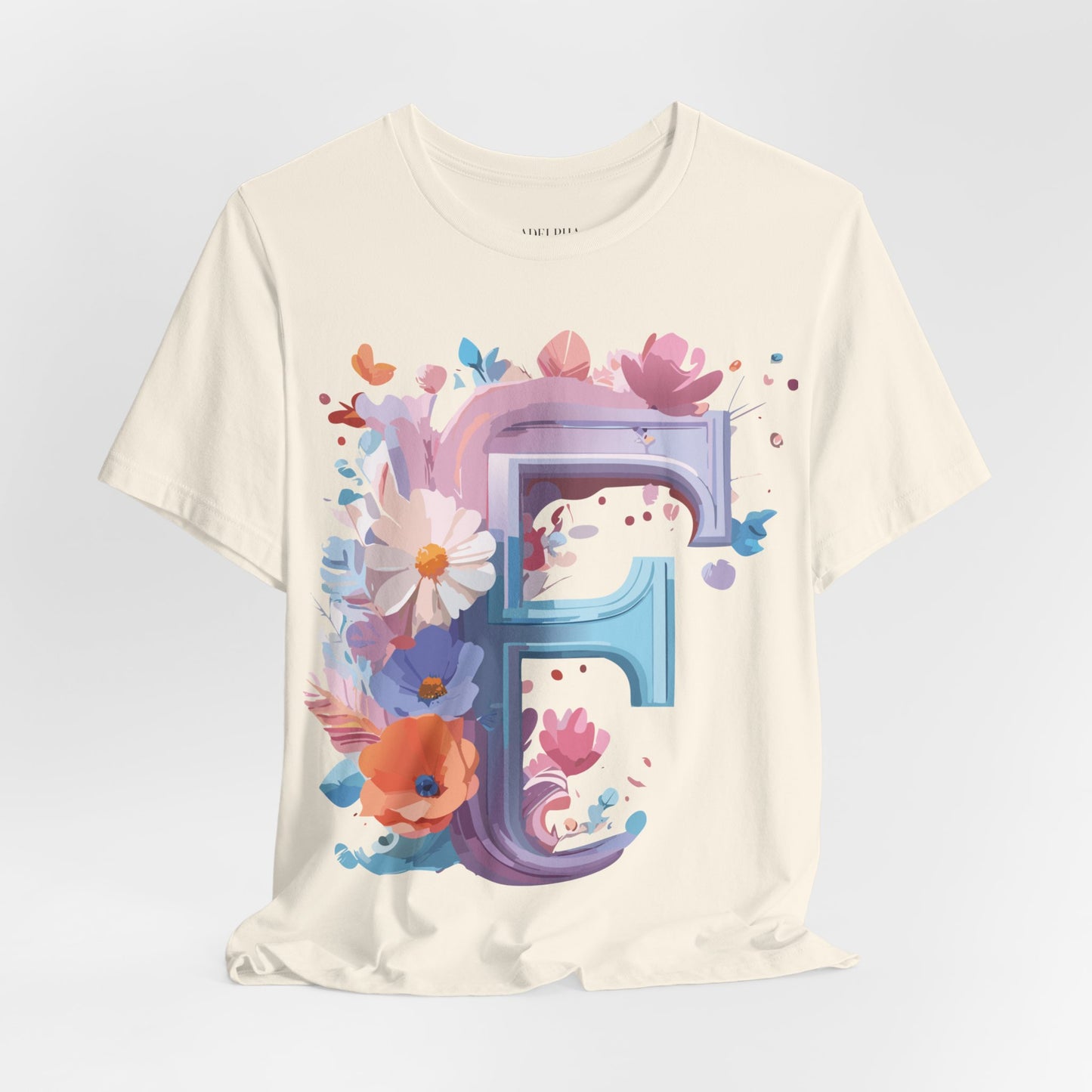Natural Cotton Tee Shirt - Letters Collection - F Printify