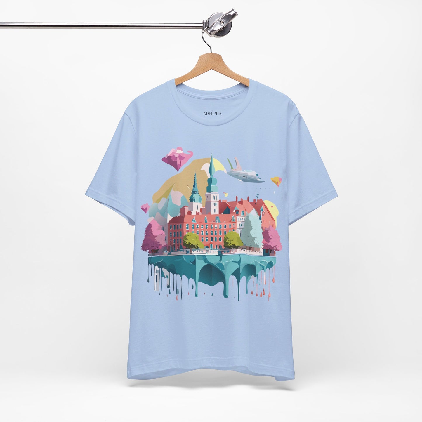 Natural Cotton Tee Shirt - Beautiful Places Collection - Warnemünde and Rostock - Germany Printify