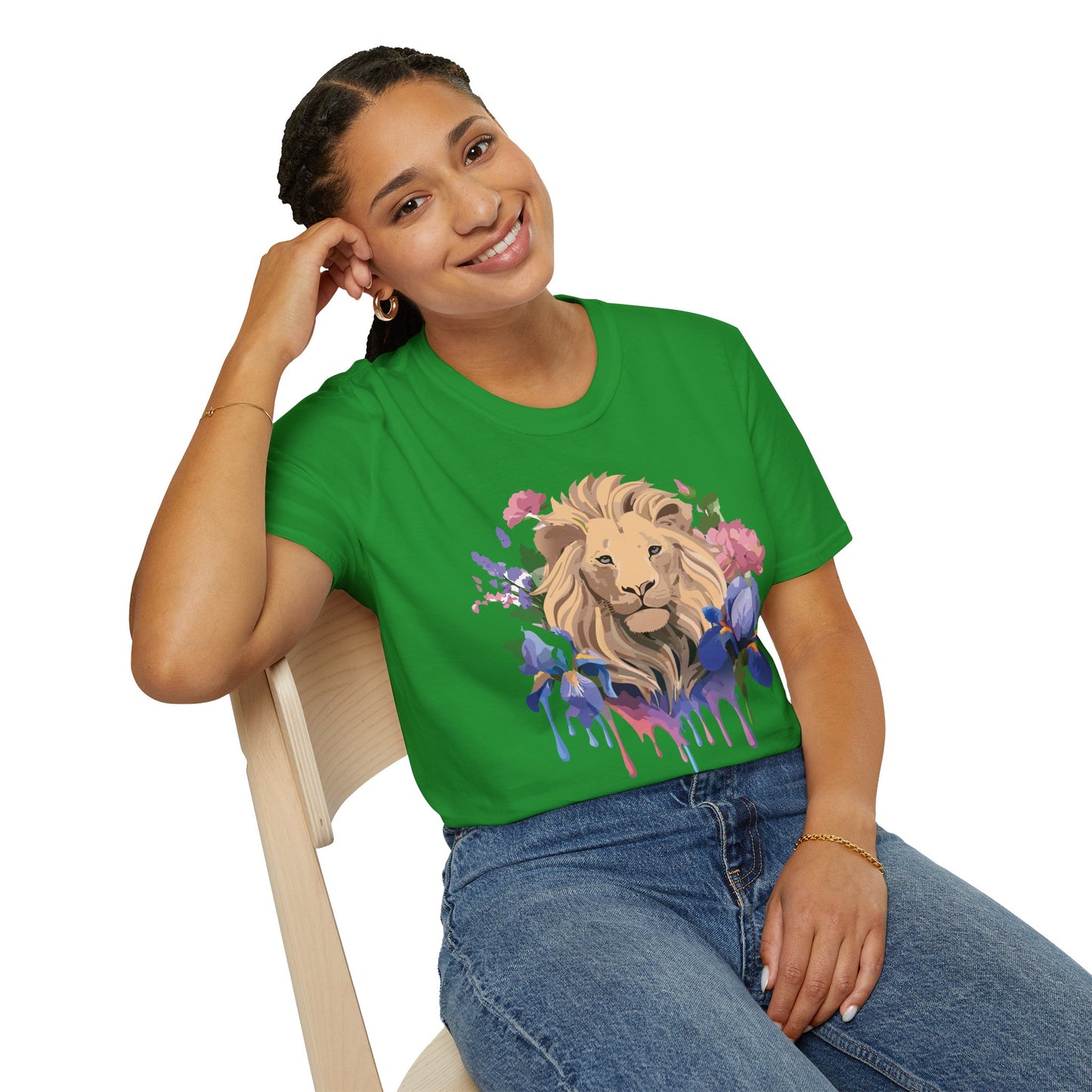Lion Shirt, Shirt with Lion, Floral Lion Tee, Shirt with Animals