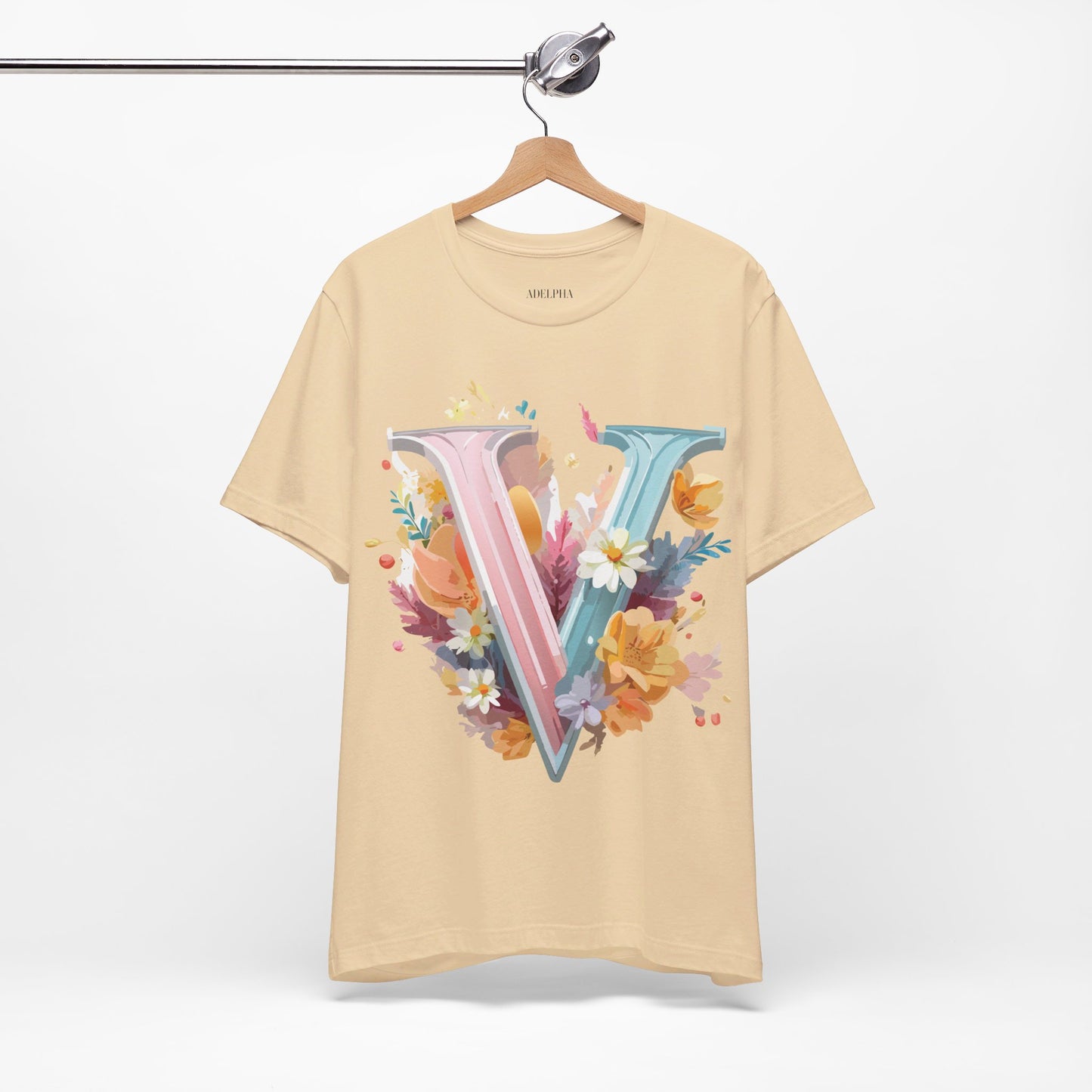 Natural Cotton Tee Shirt - Letters Collection - V Printify